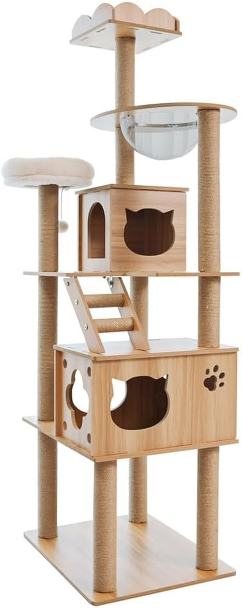 Iris Plaza 1441106002 Cat Tower, Stationary Climbing Athletic Tower, Transparent Hammock, Claw Sharpener, High Type image number 3