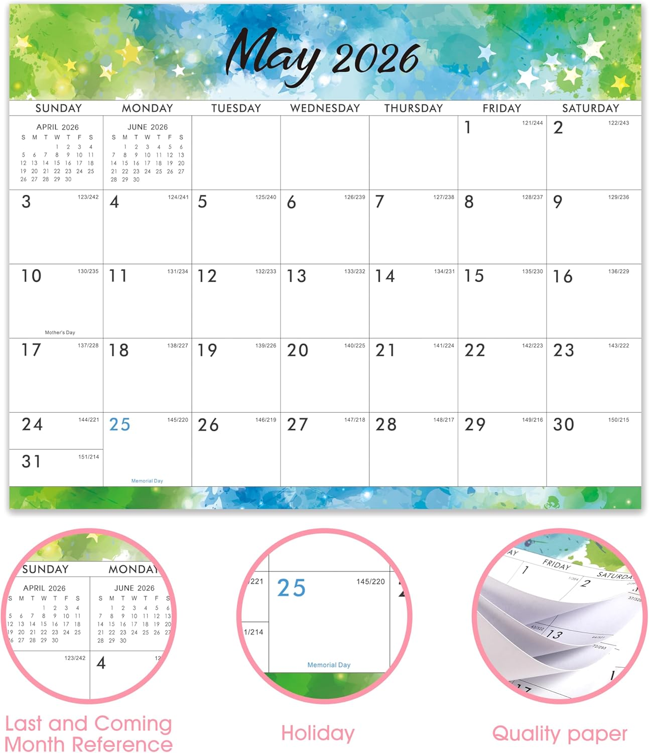 Magnetic Calendar 2025-2026 - JUL 2025 - DEC 2026, 18 Months Calendar 2025-2026, Magnetic Monthly Calendar, 8" X 10", Tear-Off Pad image number 3