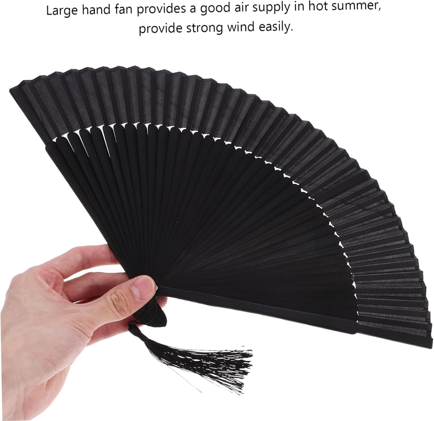 SEWACC 1Pc Handheld Chinese Folding Fan Bamboo Fan for Weddings Parties and Decorative Use Includes Storage Bag Elegant Design for Men and Gentlemen image number 2
