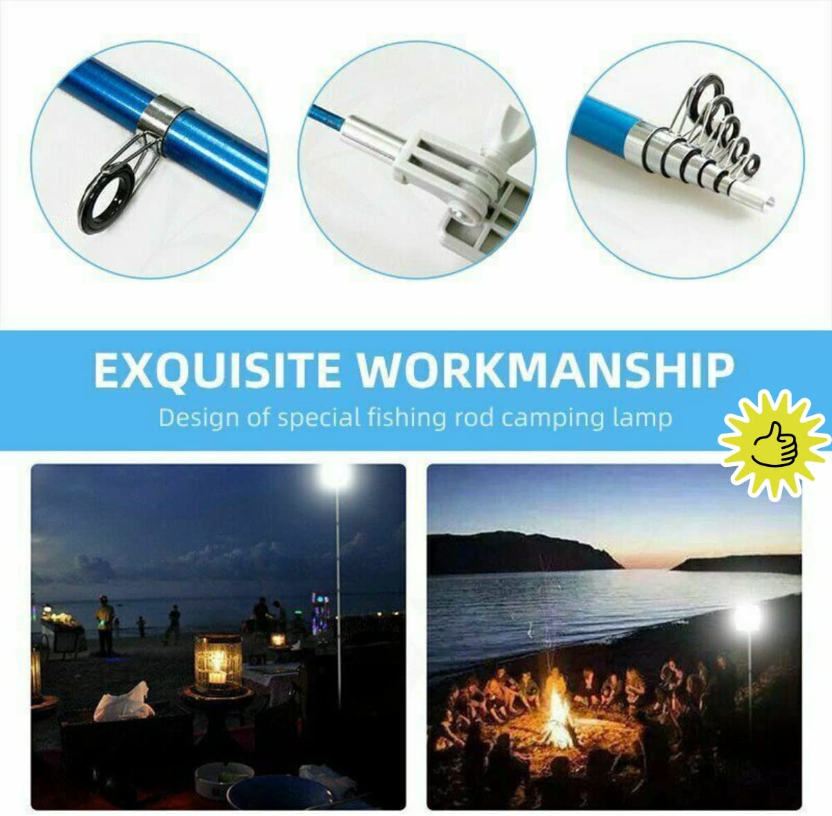 LEDON Telescopic Fishing Rod Lamp Light Portable Cars Repair LED Lantern Camping Height Flashlight for Camping, Hiking, Fishing, Emergencies, Outdoor Adventures image number 3