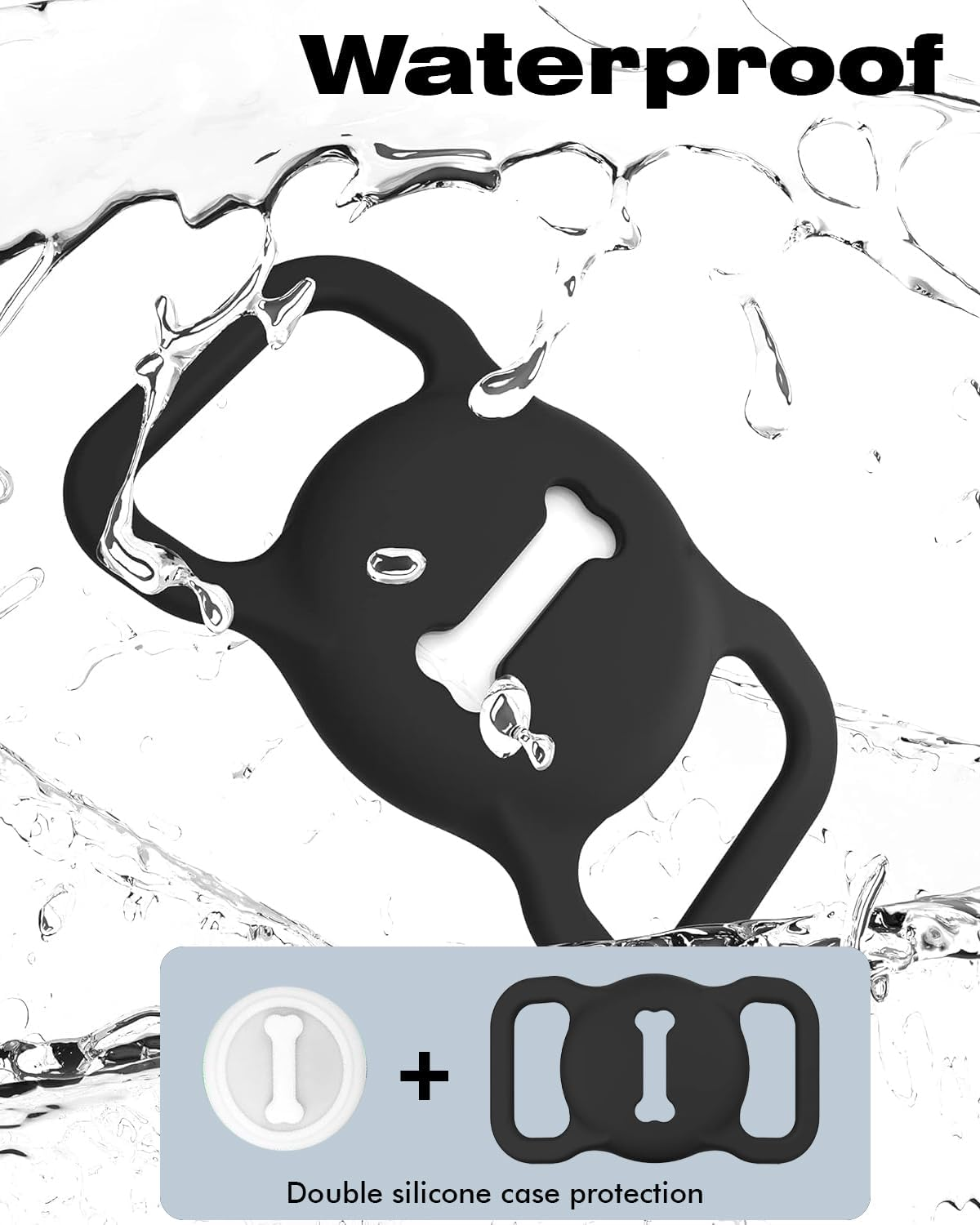 [2 Pack] Item Locator, VISOOP Bluetooth Tracker Finder Works with Apple Find My(Ios Only), Pet Tracker with Collar Holder, Waterproof, Replaceable Battery for Pets/Luggage/Suitcases and More-Black image number 2