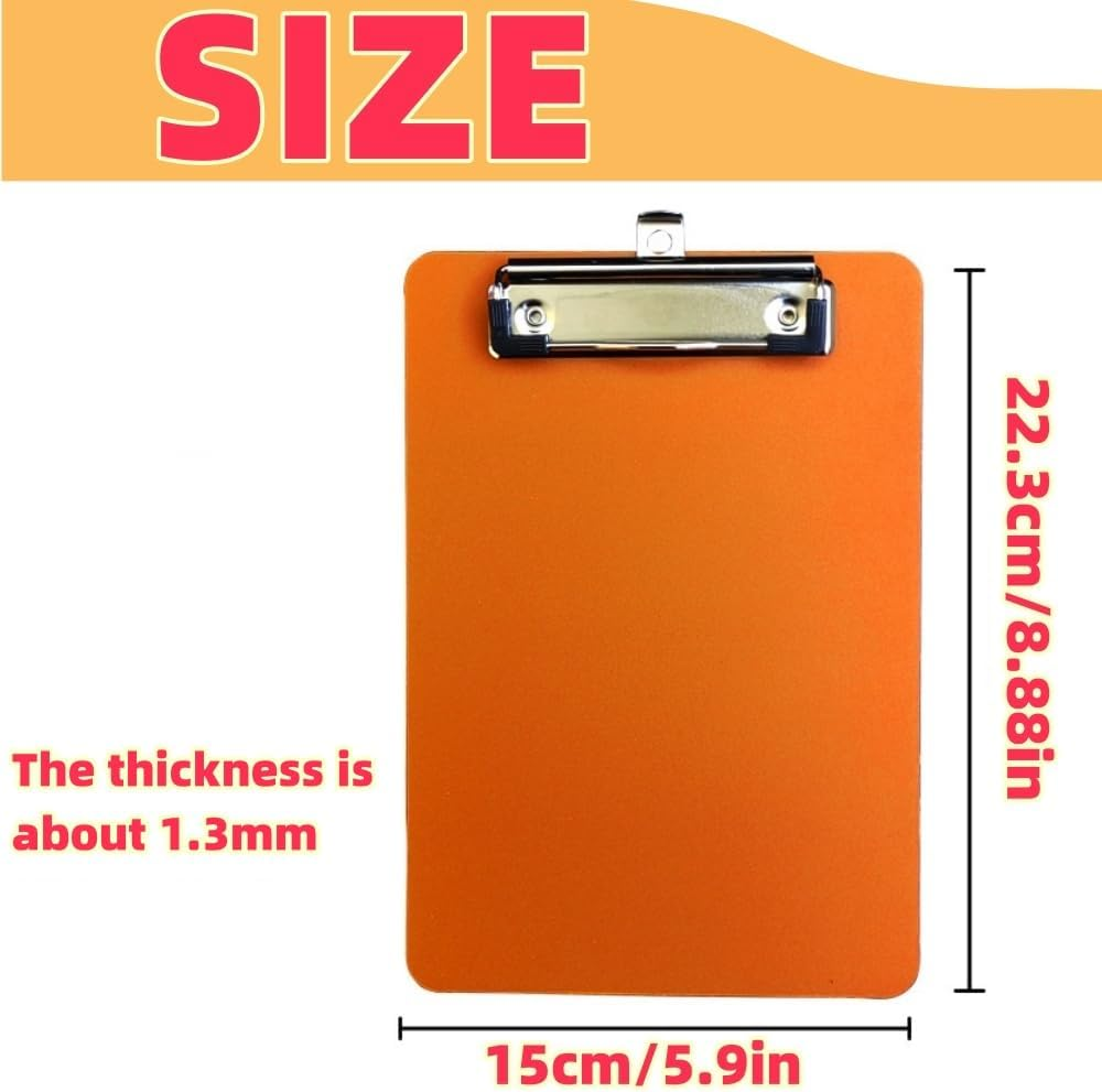 HIDOSNG 4 Pack Durable A5 Assorted Coloured Plastic Clipboard Heavy Duty Clip Boards Paper Holder Writing Memo Folders image number 2