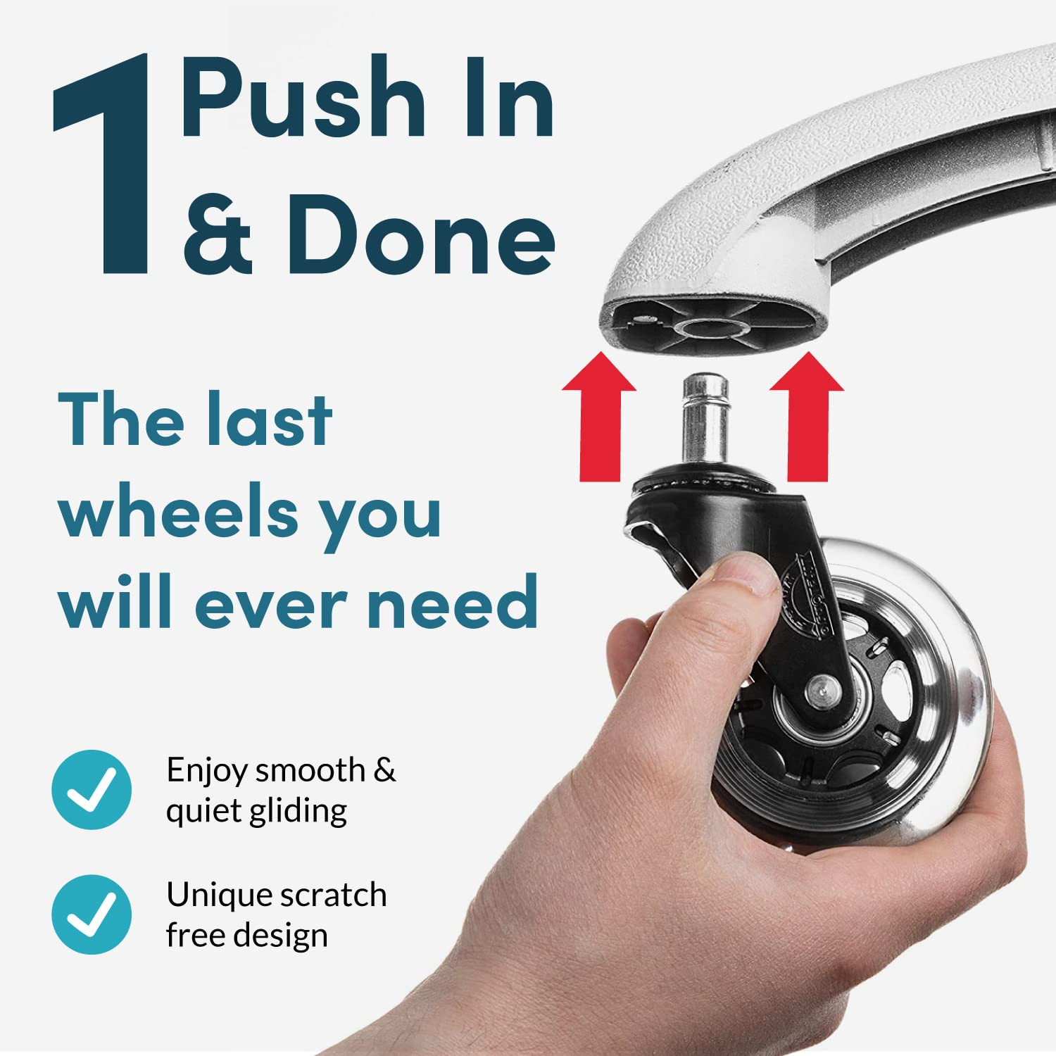 Office Chair Wheels Replacement Rubber Chair Casters for All Floors Including Hardwood Floors, Office Chair Castors for Home and Office Chairs to Replace Office Chair Mats - Universal Fit (NOT 1KEA) image number 6