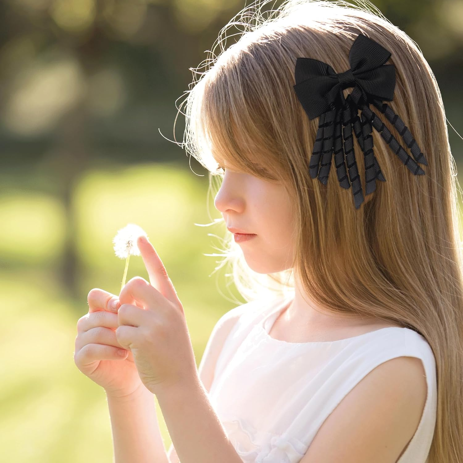 AYNKH Hair Bow, Spiral Snakes, Double Bow with Spiral Bangs, French Bow Flutter Hair Clip, School Hair Accessories for Girls and Women, Suitable for School, Prom