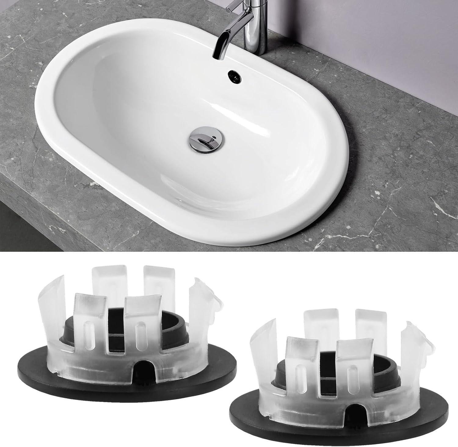 VGOL 6PCS Basin Sink Overflow Cover Black Brass Insert Hole Trim Cap Ring Kitchen Sink Decoration for Standard 22Mm to 24Mm Overflow Holes image number 3