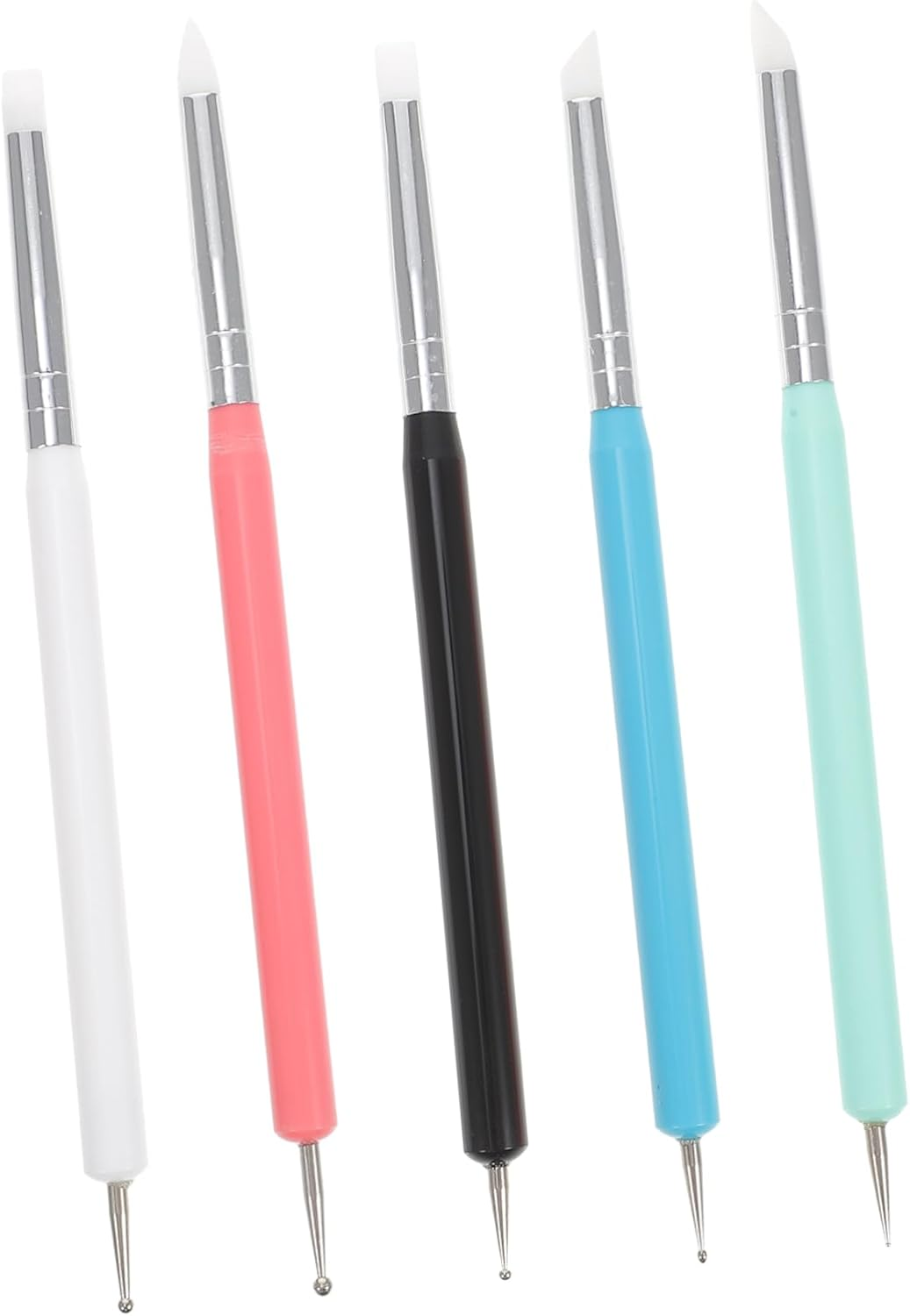 CANIGHT 5Pcs Dual Nail Art Dotting Pen Silicone Painting Brushes for Manicure Lightweight Home Salon Use for Nail Art and Gel image number 1