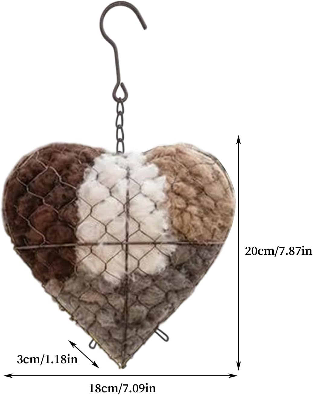 Handmade Fiber Bird Nesting Heart - Refillable Hangable Bird Nesting Material | Heart-Shaped Outdoor Hummingbird Winter Shelter | Hummingbird Fiber Nest Boxes for Outside image number 3