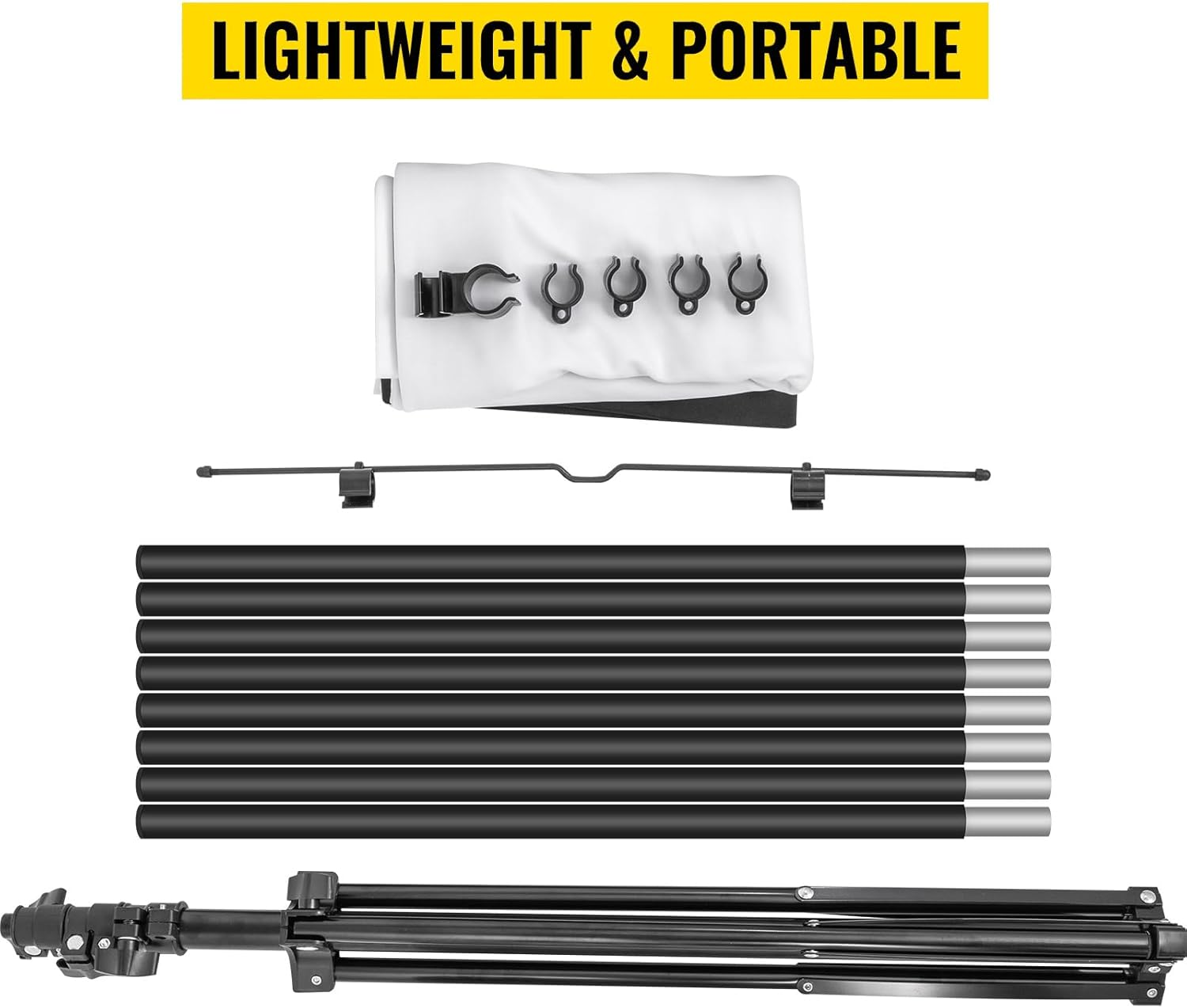 VEVOR Tripod Projector Screen with Stand 100Inch 16:9 4K HD Projection Screen Stand Wrinkle-Free Height Adjustable Portable Screen for Projector Indoor & Outdoor for Movie, Home Cinema, Gaming, Office