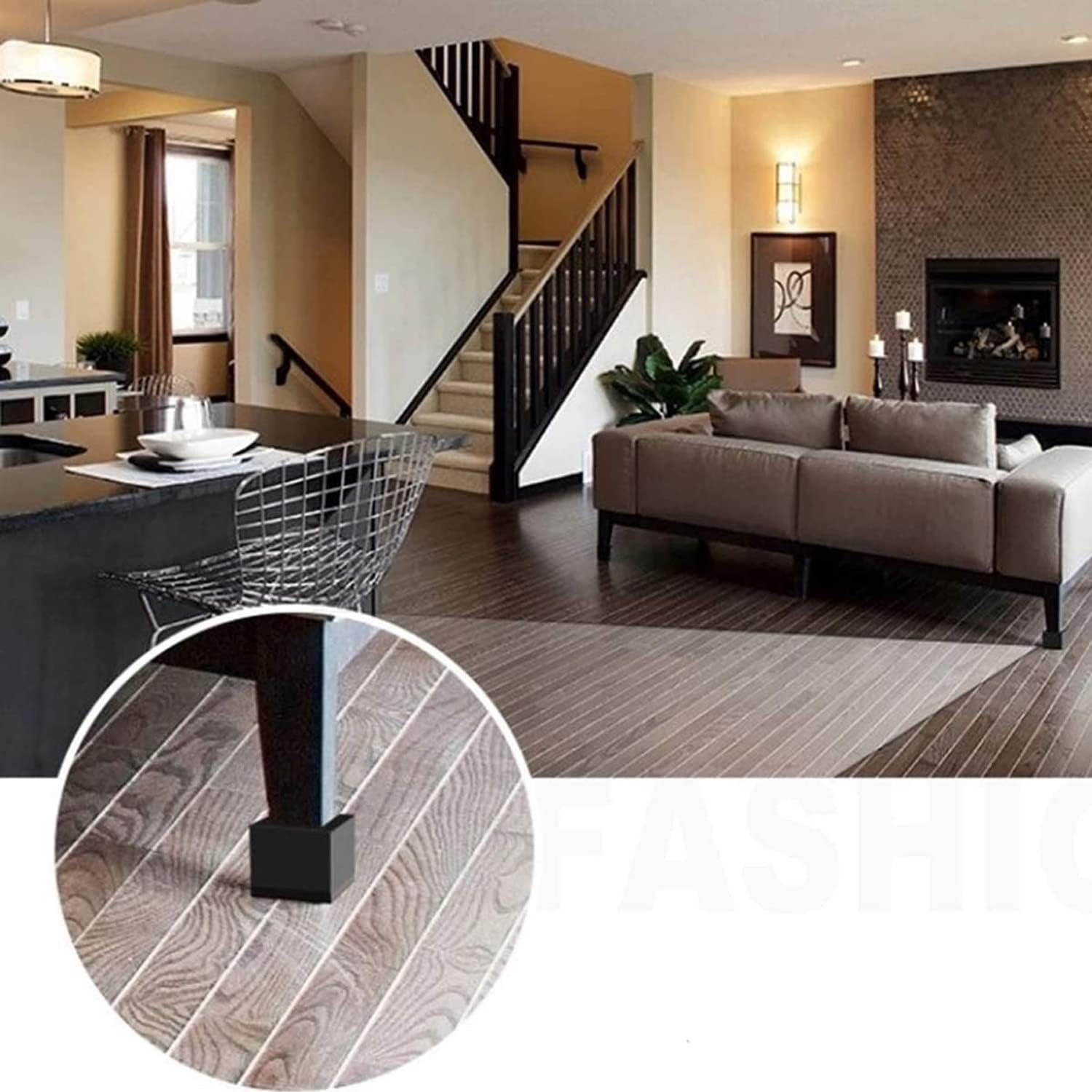 2Inch Lift Furniture Risers Carbon Steel Bed Risers, Self-Adhesive Bed Riser, Table Riser, Sofa Riser, 4 Pcs Heavy Duty Bed Riser Lifts Adds 2" Height Supports to 5000 Lbs (Square, Black) image number 4