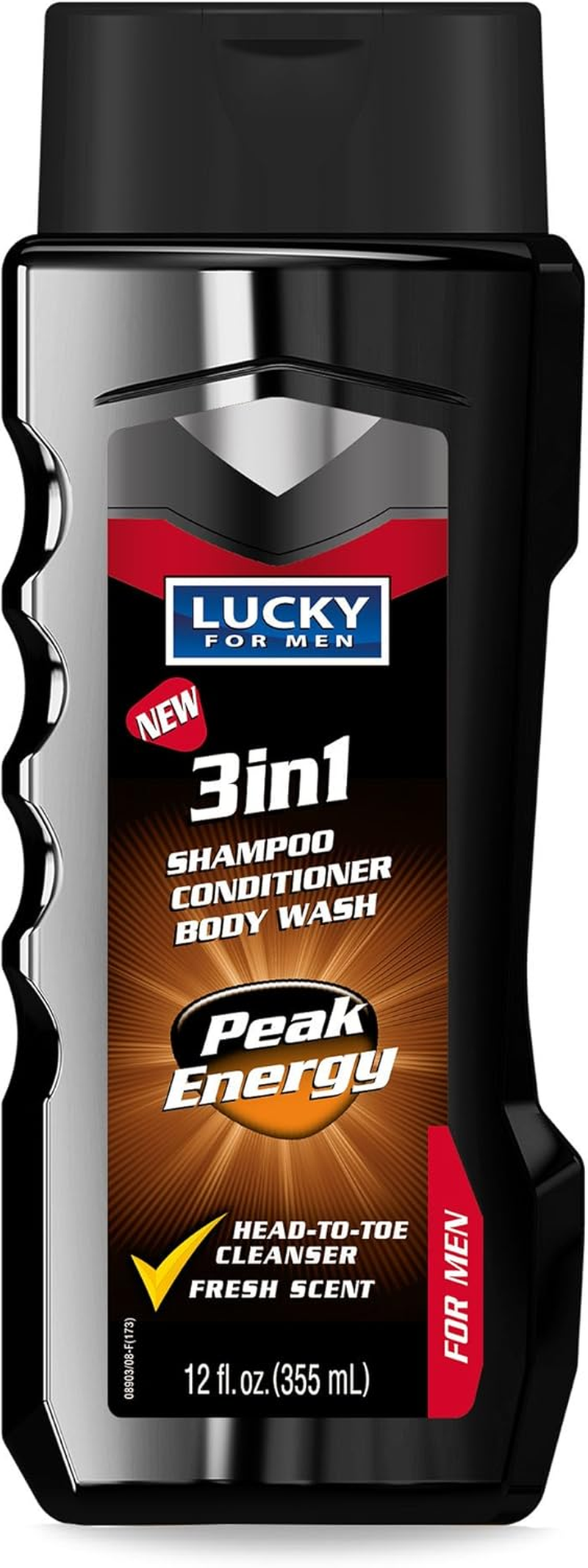 Lucky Super Soft Men'S 3 in 1 Shampoo Conditioner Body Wash, Cool Water, 12 Fluid Ounce image number 2