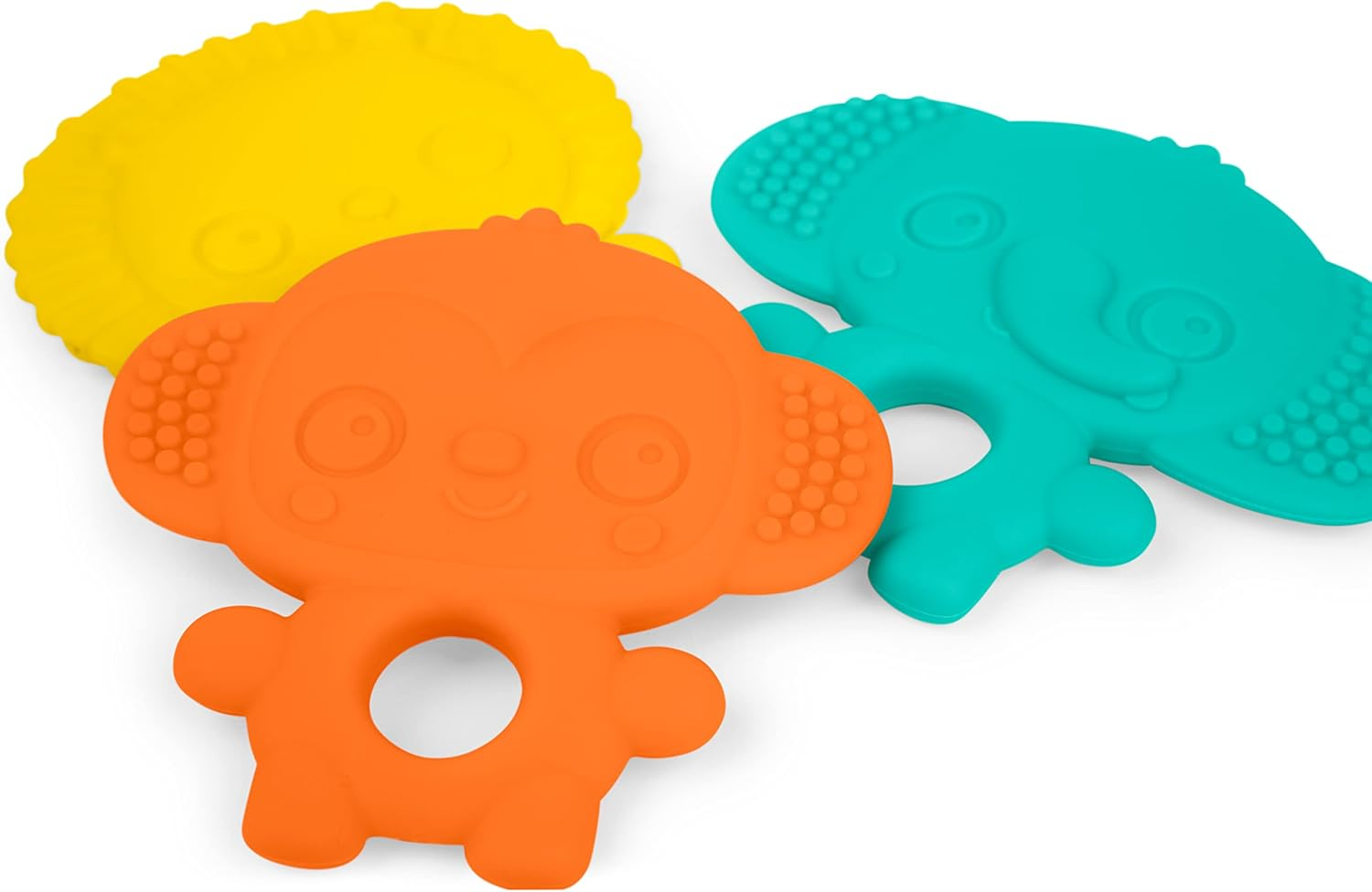 Bright Starts Gummy Buddies 3-Pack Textured Teethers - Bpa-Free Elephant, Lion, Monkey - Unisex, 3 Months + image number 2