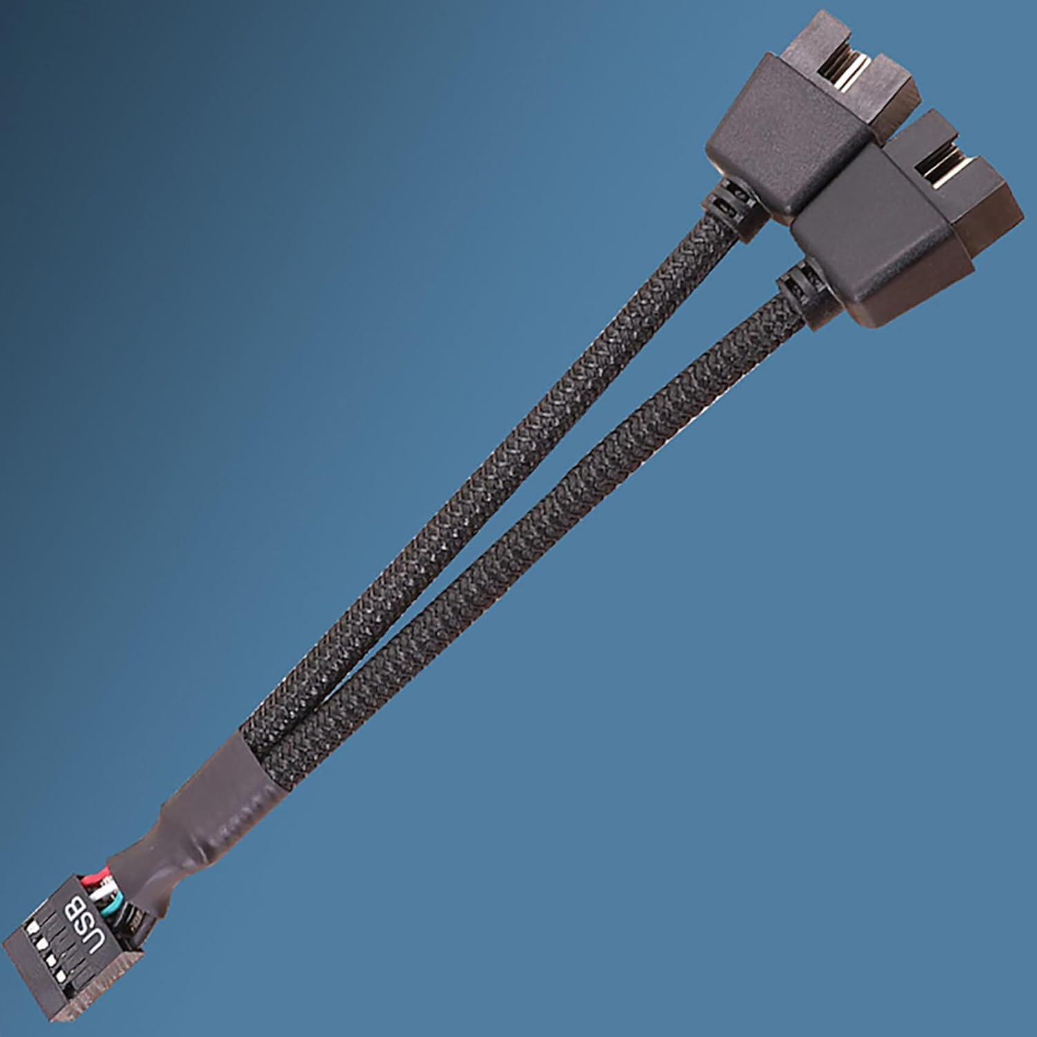 Tunghey 2Pack USB 2.0 9Pin Female to Dual 9-Pin Male Extension Cable,Motherboard 9-PIN USB2.0 Header Splitter Nylon Braided for Computer Internal Motherboard 15Cm image number 3