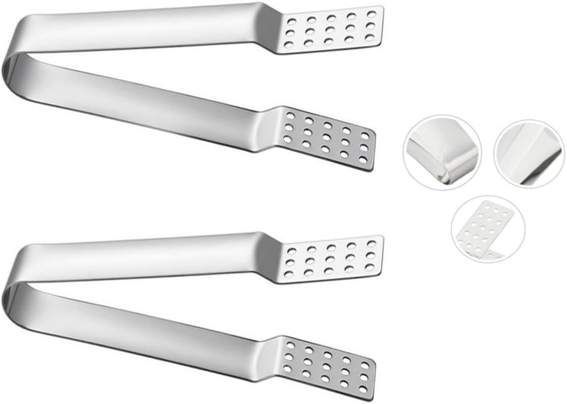 Fabselection Tea Bag Squeezer Tongs, 2Pack Stainless Steel Tong Tea Strainer Loose Leaves with Hole Kitchen Tea Sugar Ice Tong, Teabag Squeezer Strainer Holder