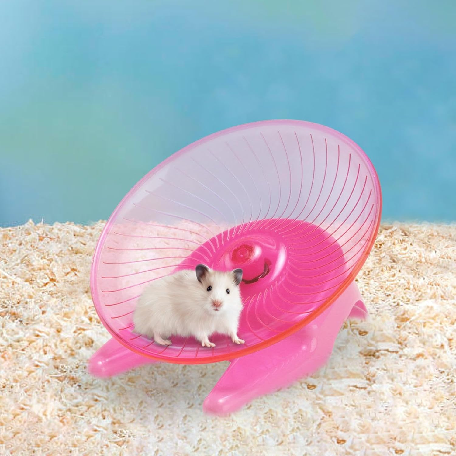 Hamster Flying Saucer - Ultra Quiet Transparent Training Wheel for Hamsters - Indoor Hamster Toy for Hamsters, Gold Bears, Gerbils with Fat Tail, Honey Bunny, Dwarf Hamsters image number 6