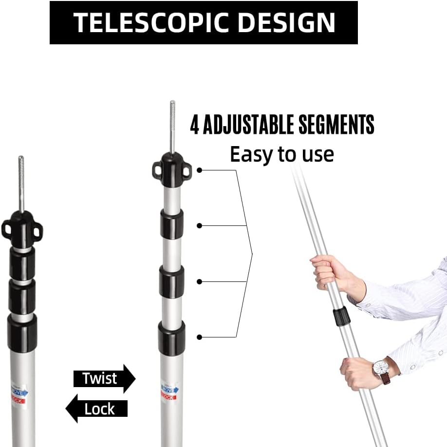 Mingzhe Telescoping Tarp Poles Adjustable Camping Tent Poles Portable Lightweight Aluminum Tent Poles Replacement for Awnings Canopy Rain Fly Shelter image number 2