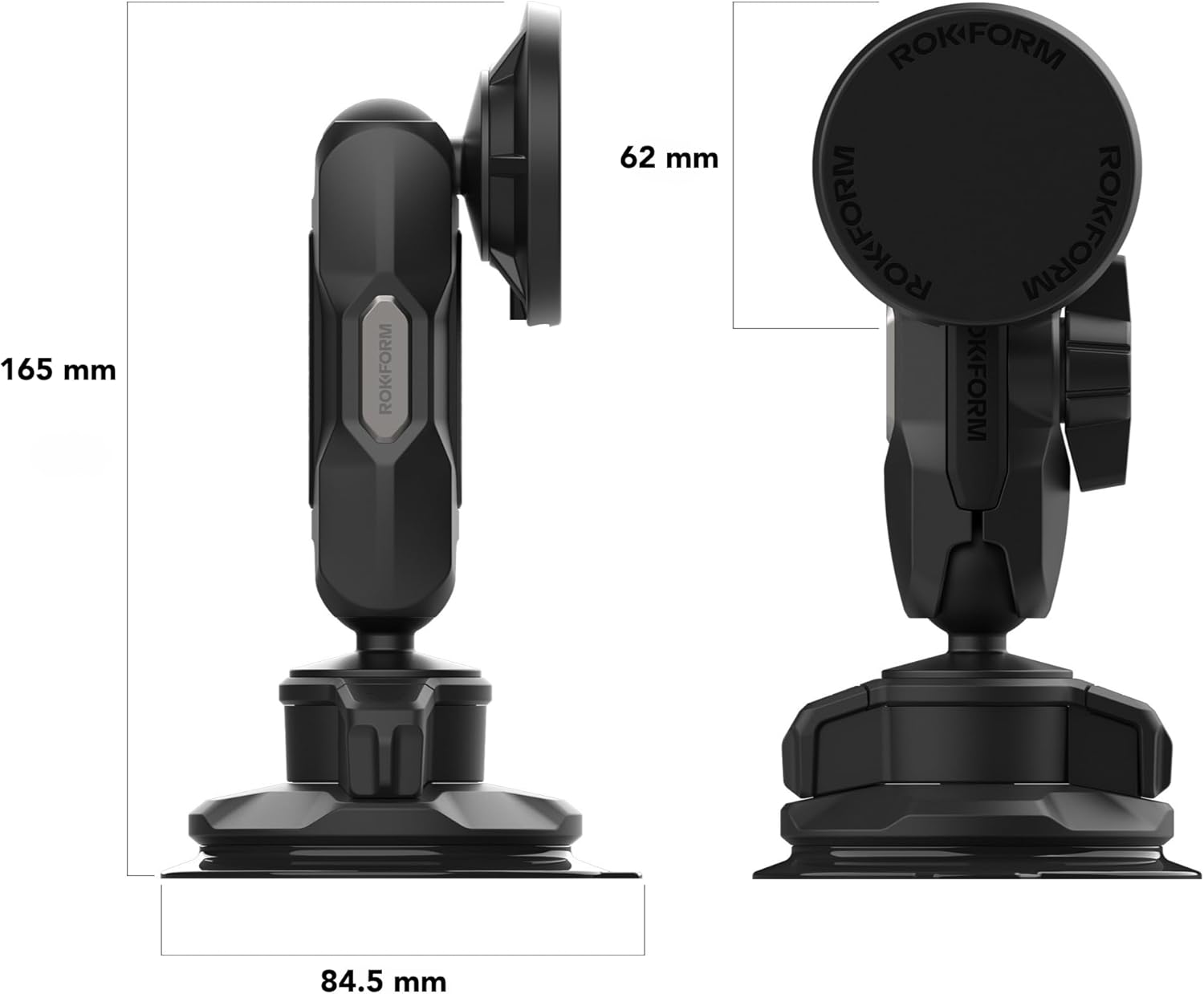 Rokform Wireless Car Charger, Magnetic Windshield Phone Mount, Twin Ball Adjustment 360&deg; Rotation, Compatible with Mag Safe Cases, Strong Suction Cup, USB-C to USB-C Cable Included (Black) image number 5
