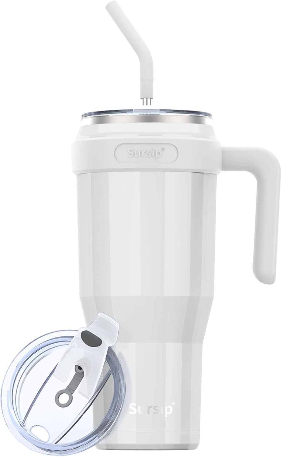 Sursip 50 Oz Stainless Steel Insulated Tumbler with Lid &ndash; Vacuum Mug with Straw & Handle, Leak Proof, Sweat Proof, Fits Car Cup Holder, Perfect for Hot & Cold Beverages, Ideal for Travel & Outdoors