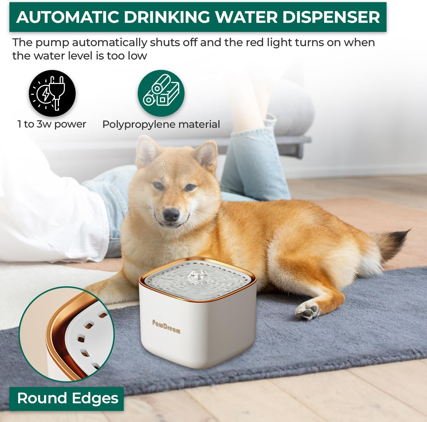 Smart Cat Water Fountain for Dogs & Cats | 3Liters Large Capacity Portable & Lightweight Pet Fountain with Ultra-Quiet Filtration,Dry-Run Protection & AU Plug Included | Ideal for Multi-Pet Households
