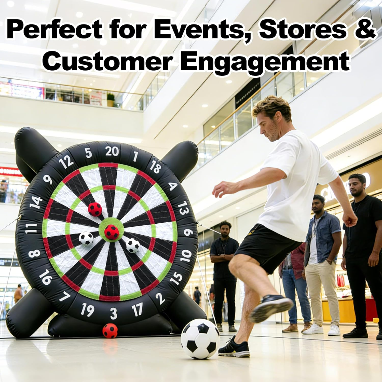 Giant Outdoor Inflatable Soccer Darts Board Inflatable Football Darts Kick Goal Game with 8Pcs Soccer Balls for School Gym Camp Yard Sport Game(Black) image number 4