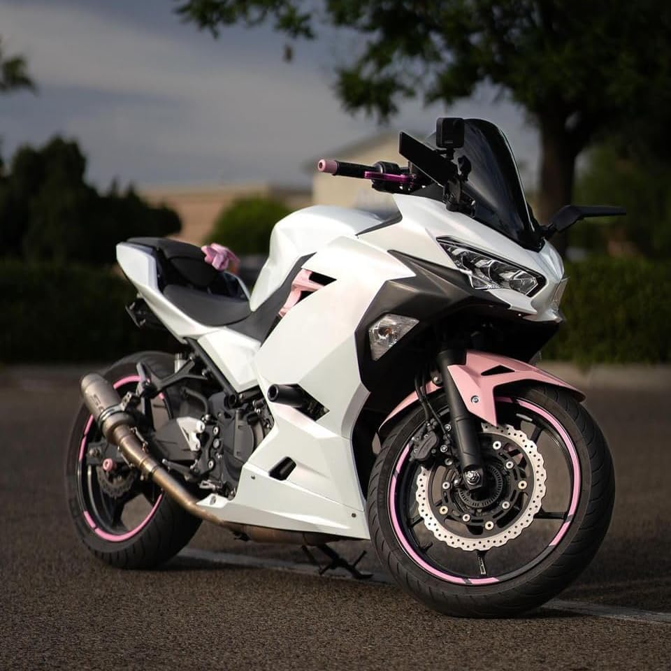 Motorcycle Side Mirrors, Adjustable Stealth Mirrors Fit for 2018-2023 KAWASAKI Ninja 400/650 ZX10R/ZX6R/ZX-636 Honda CBR600RR/CBR1000RR Wind Wing Mirror Rotating Black image number 2