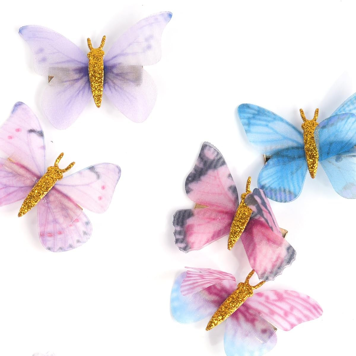 CENPEK 12 Pieces Glitter Butterfly Hair Clips for Teens Women Hair Accessories Many Styles and Bright Colors image number 6