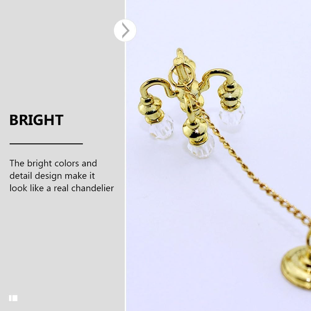 Kisangel 2Pcs Miniature Hanging Crystal Chandelier for Dollhouse Decoration Elegant Ceiling Light for Miniature Scenes Finish