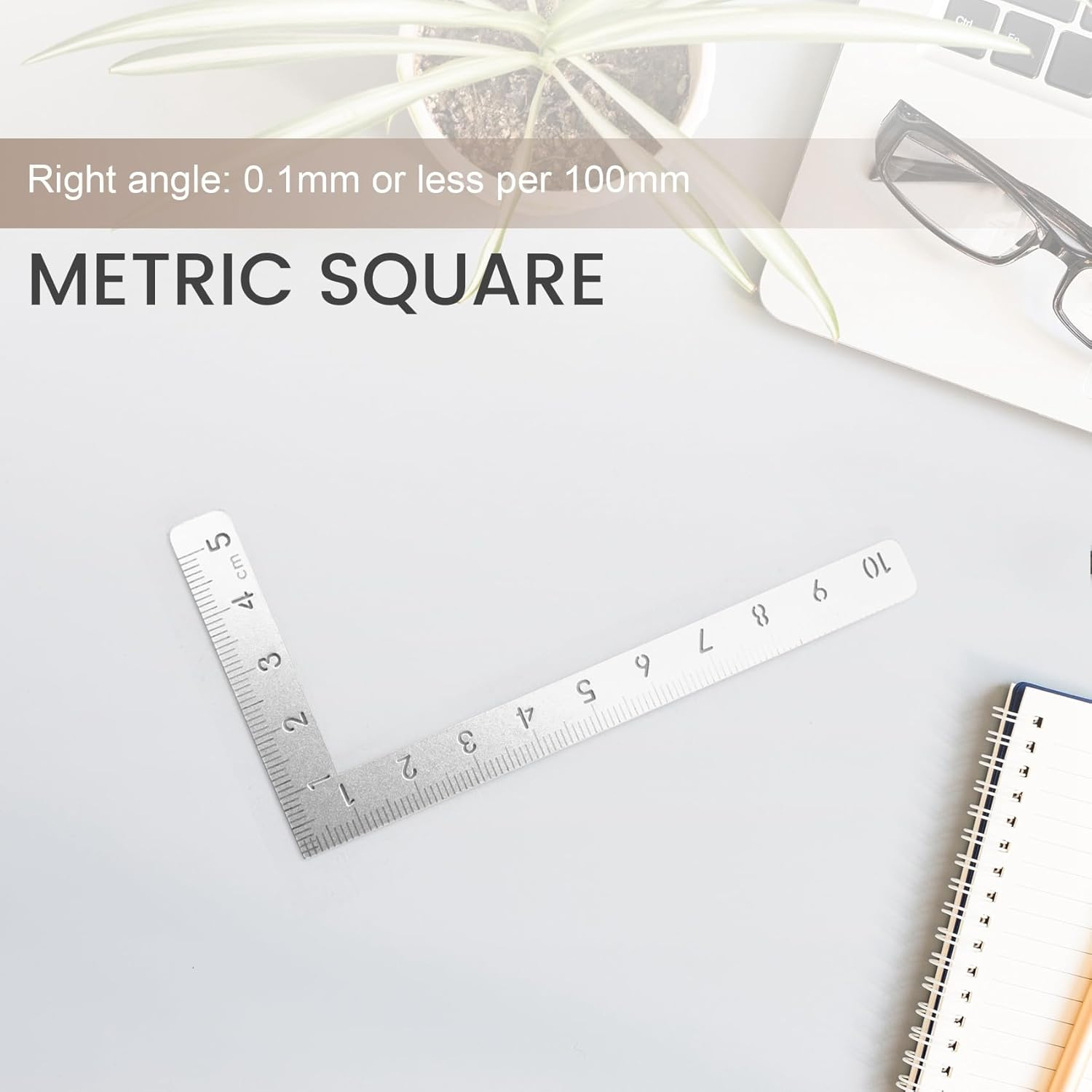 Veumoie Mini Square 10X5Cm 90 Degree Stainless Steel Angle Ruler Small Turning Ruler Woodworking image number 6
