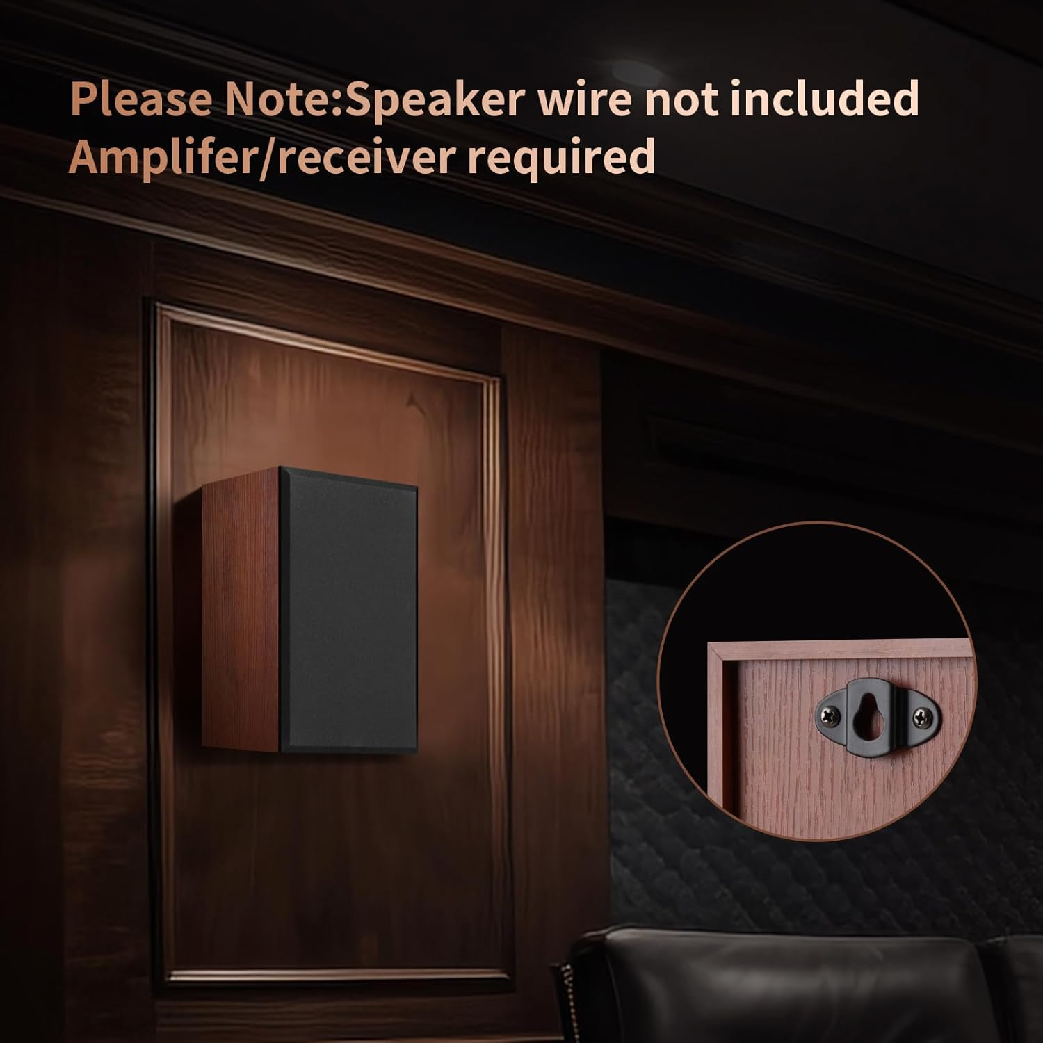 WMQ Passive Bookshelf Speakers Pair,30W *2 ，Stereo Hi-Fi Speakers with 4" Full-Range Driver & Built-In Wall-Mount, MDF Wood Enclosure,Ideal for Turntable, Needs Amplifier/Receiver (Wood Grain Color) - Wood Grain Color image number 3