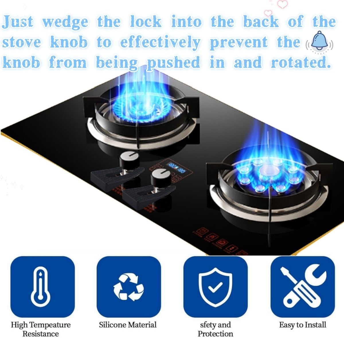 Safety Gas Stove Knob Lock, Protection for Kids and Pets, Preventing Accidental Opening of the Gas Stove Lock, Durable Design Knob Safety Cover, Black 3 Pieces image number 1