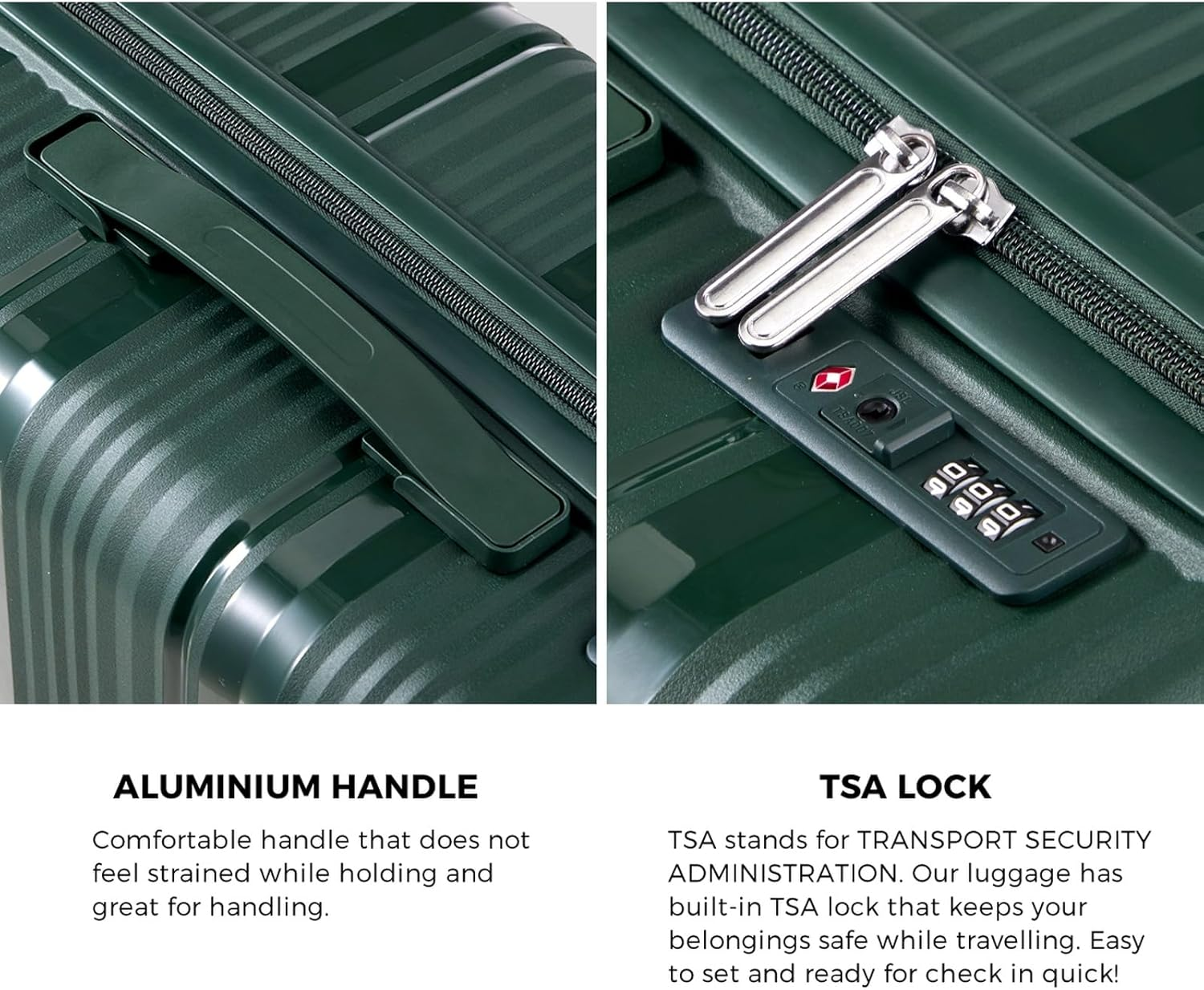 Mazam Suitcase 3Pcs Trolley Suitcase Green image number 6