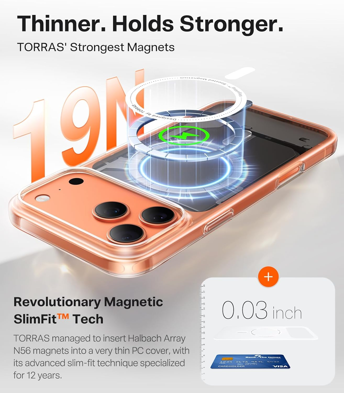 TORRAS Magnetic Slim-Fit for Iphone 17 Pro Max Case 6.9, Ultra-Thin 17 Pro Max Phone Clear Case Compatible with Magsafe, Light Anti-Scratch Matte Hard PC Bayer 6.9 Inch Originfit, Clear image number 1