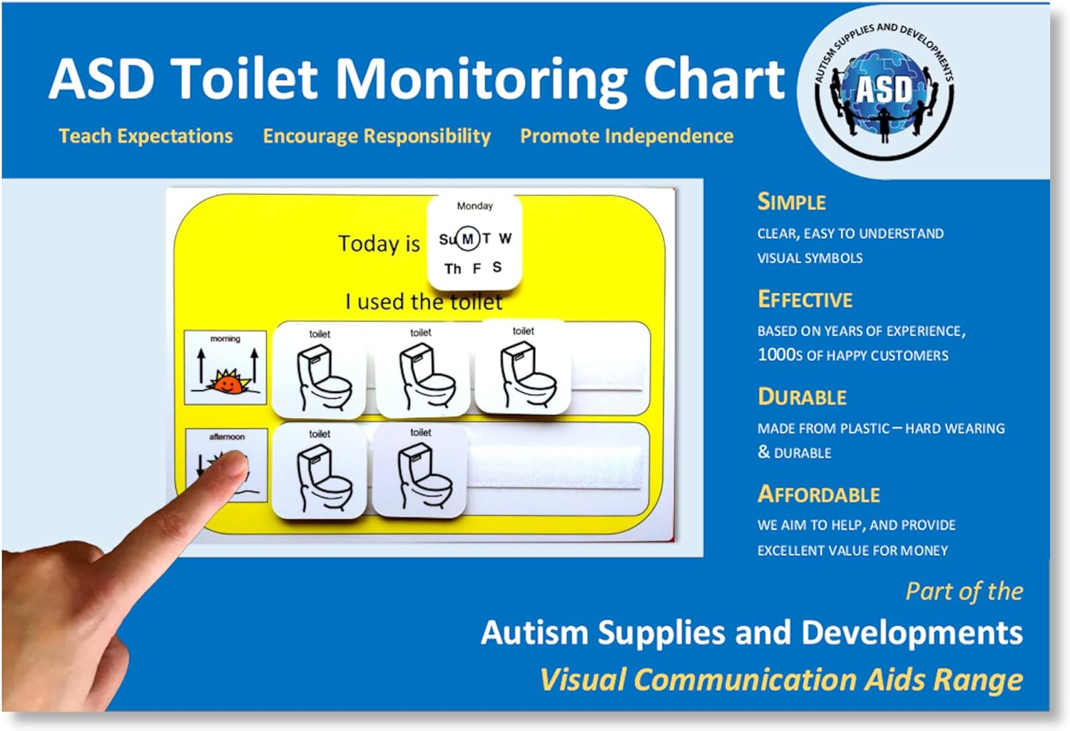 Visual Toilet Monitoring Board for Potty Training &ndash; Symbol Cards and Board Compatible with Pecs Symbols & Boardmaker PCS (For Non-Verbal, ADHD, ASD, Autism, Kids, Children, Toddlers) (English) image number 1
