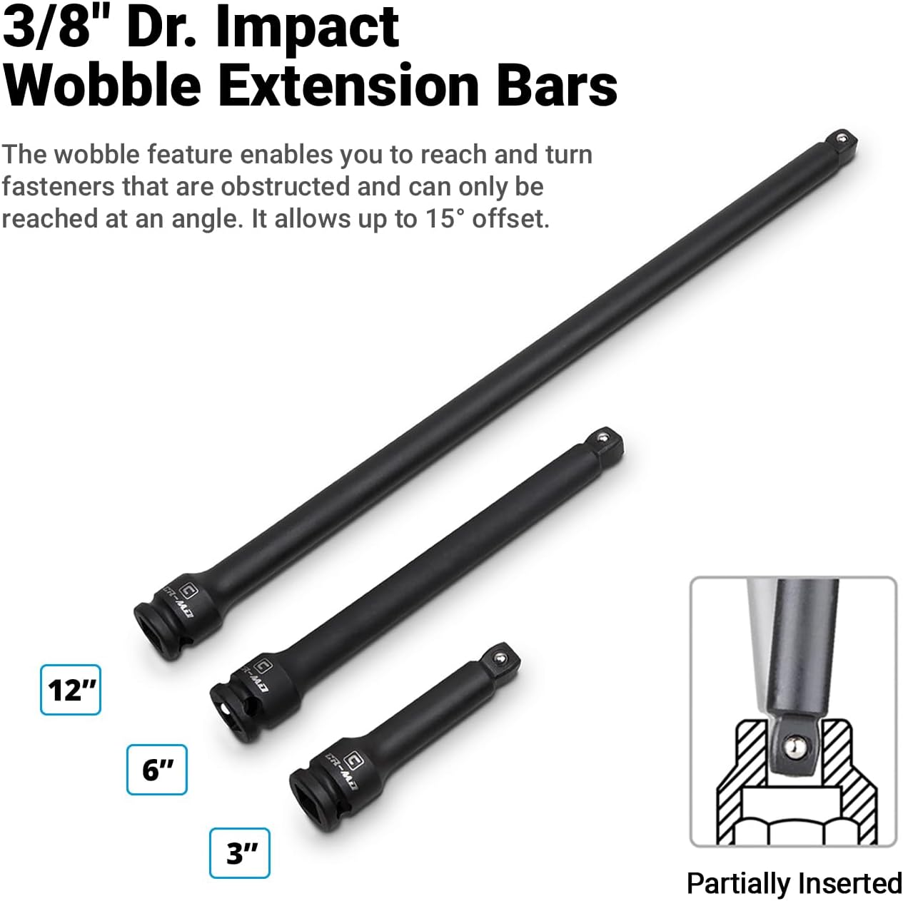 Capri Tools 3/8 In. Drive Master Shallow, Semi-Deep and Deep Impact Socket Set with Extensions and Universal Joint, Metric, 8 to 24 Mm, 55-Piece with Mechanic'S Tray image number 1