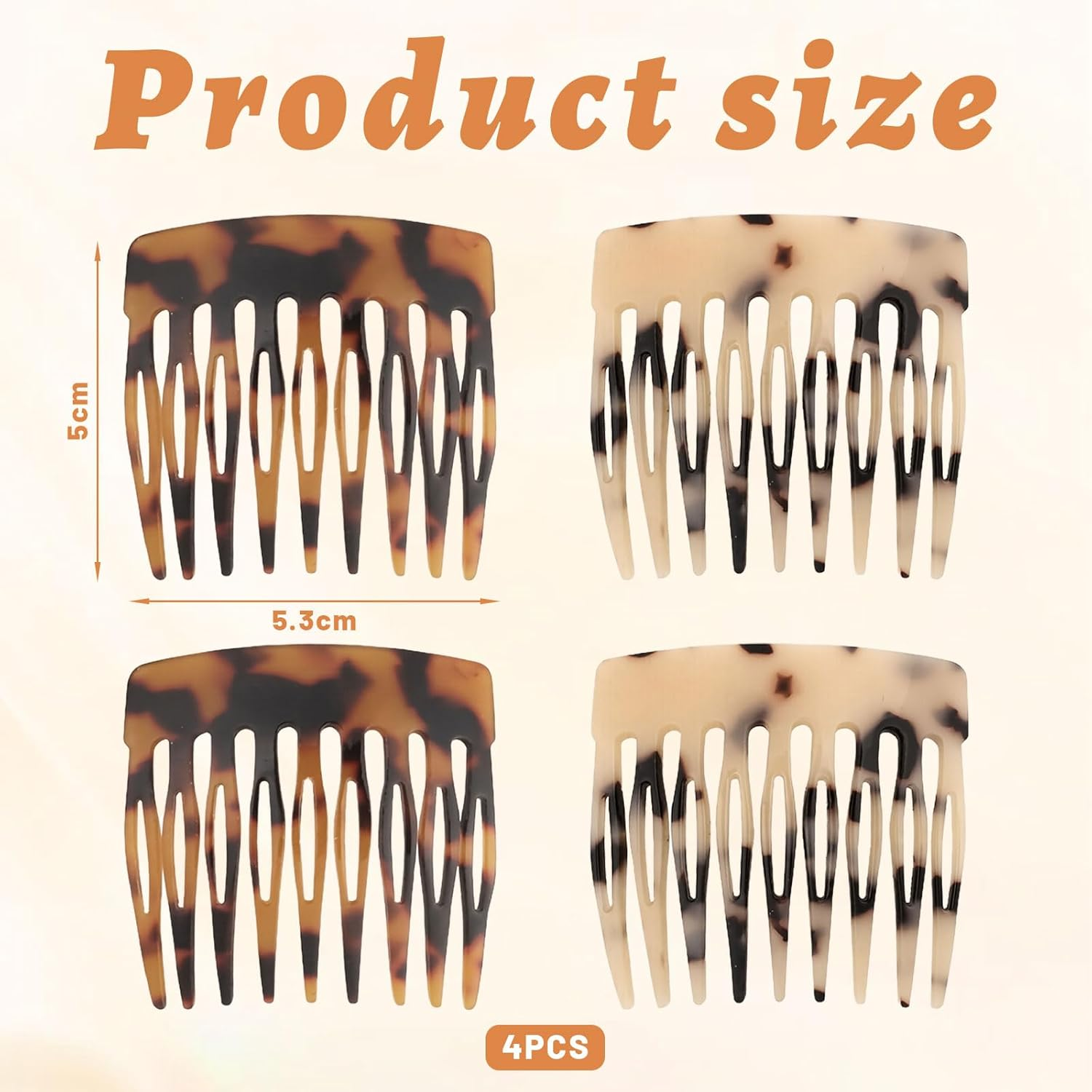 Xanthelle Pin-On Hair Comb, Pack of 4 French Combs, French Hair Clip, Pin Comb for Hair, Strong Hold for Buns & Styling image number 2