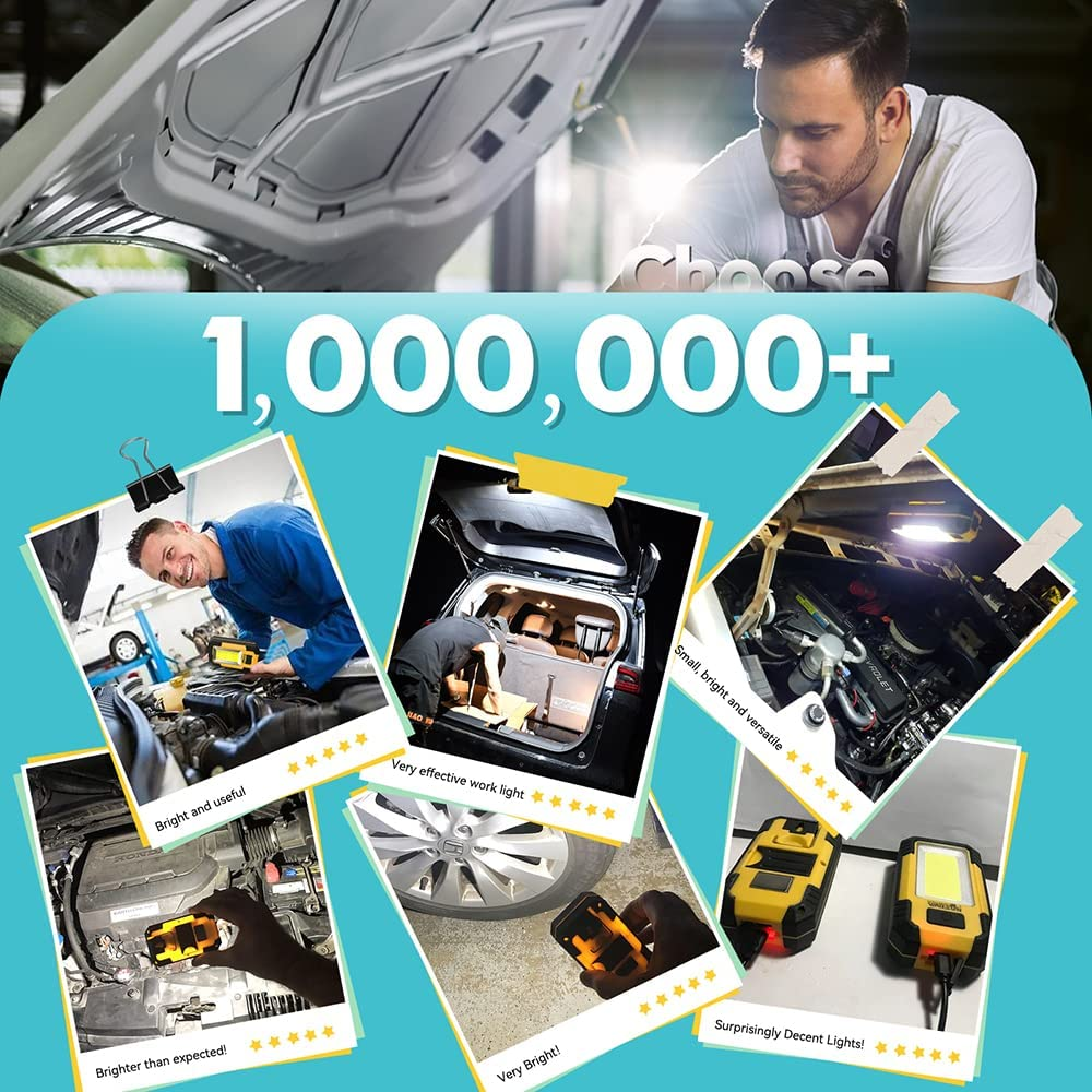 Warsun KS-08 Portable LED Rechargeable Work Light,Magnetic Base & Hanging Hook,30W 1200Lumens Super Bright,5000K,For Car Repairing, Camping,Hiking, Backpacking, Fishing, Hurricane,Emer, Yellow