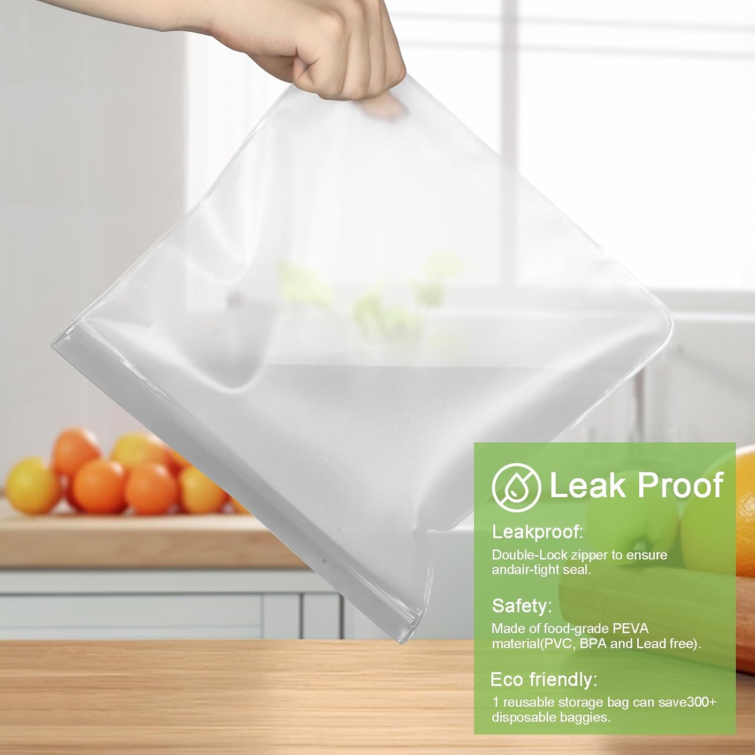 Rictine 22 Pack Reusable Gallon Freezer Bags Dishwasher Safe, Leakproof Reusable Freezer Bags, BPA Free Reusable Storage Bags for Lunch Marinate Food Travel - 8 Gallon 8 Sandwich 6 Snack Bags image number 3