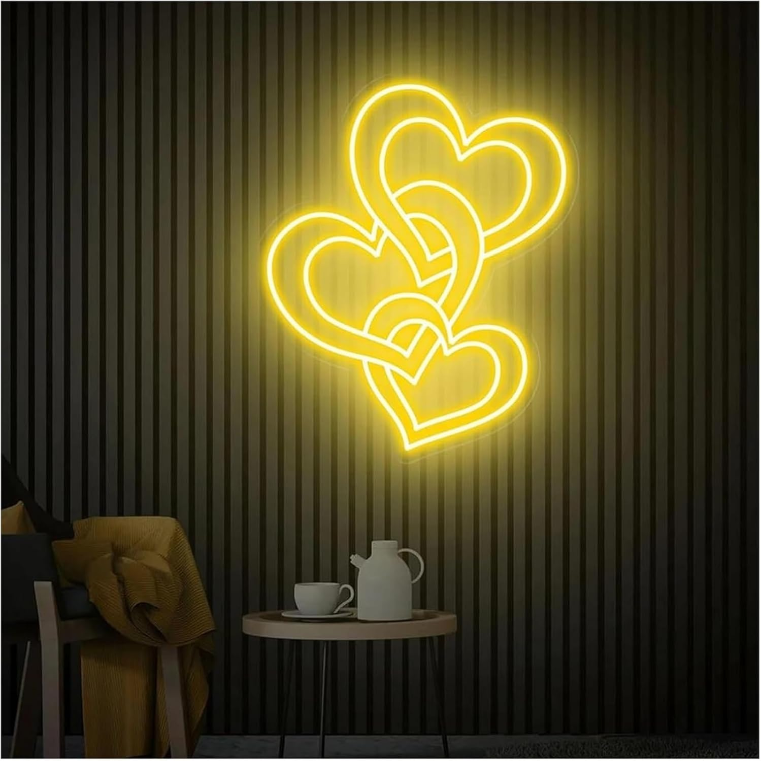 LED Neon Lamp Soothing Ambiance Lamp Heart Shaped Neon Signs Powered By, Adjustable Brightness Lights(B,24Cmx70Cm) image number 3