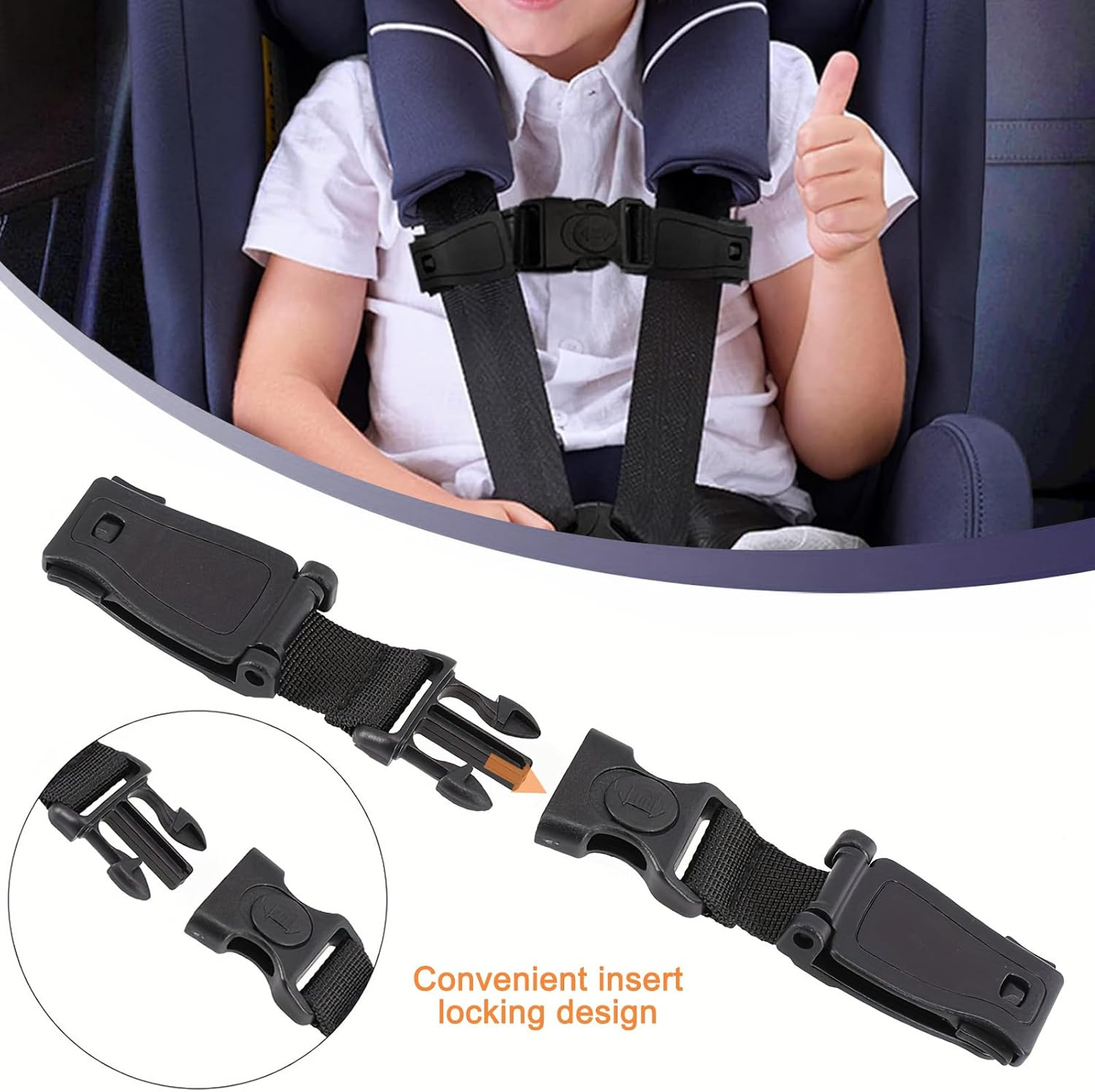 2 PCS Car Safety Seat Strap Clip, Car Seat Chest Clip Buckle, Compatible with Seat, Stroller, High Chair image number 3