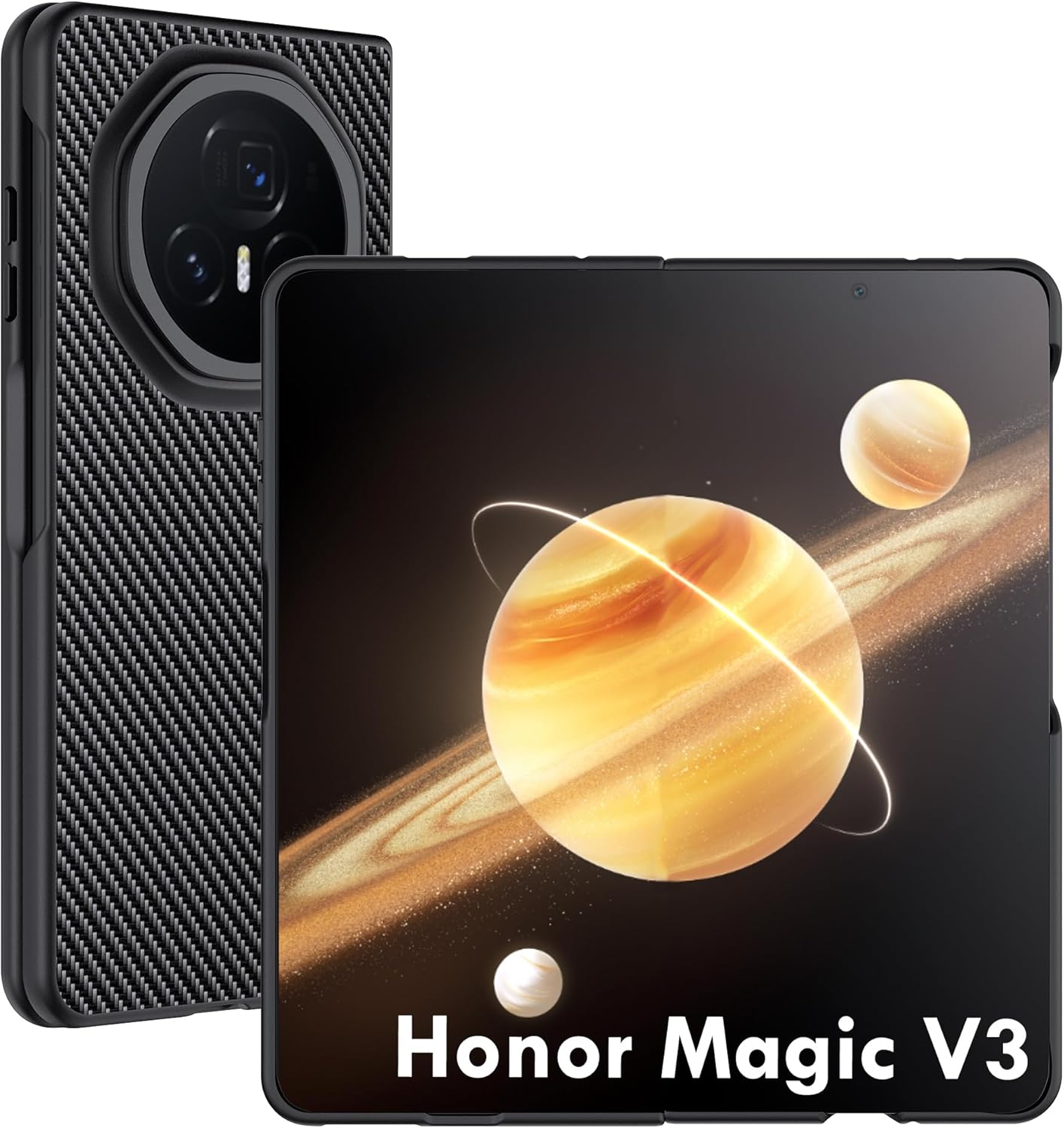 Effcotuo Mobile Phone Case for Honor Magic V3 Case, Ultra Thin Shockproof Case Mobile Phone Case Protective Shock Absorption Fits Honor Magic V3 Case - Black image number 5