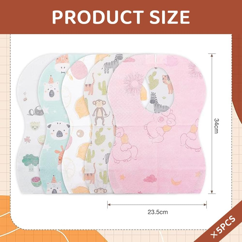 50PCS Disposable Baby Bibs &ndash; Waterproof Travel Bibs for Girls & Boys with Large Pocket, Adjustable Neck, Leak-Proof Liner, Individually Wrapped for Toddler Feeding image number 1