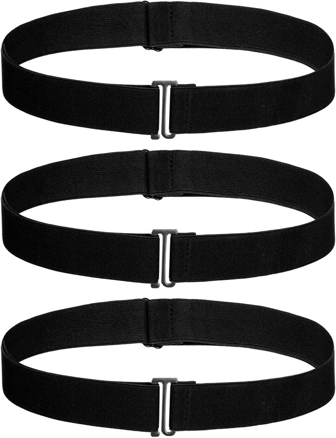Heclia 3PCS No Show Stretch Belt for Women, Elastic Stretch Belt with Flat Buckle for Pants Jeans Dresses, Adjustable Invisible Strap Belts Fashion Classic Solid Color Lady Wasit Belts