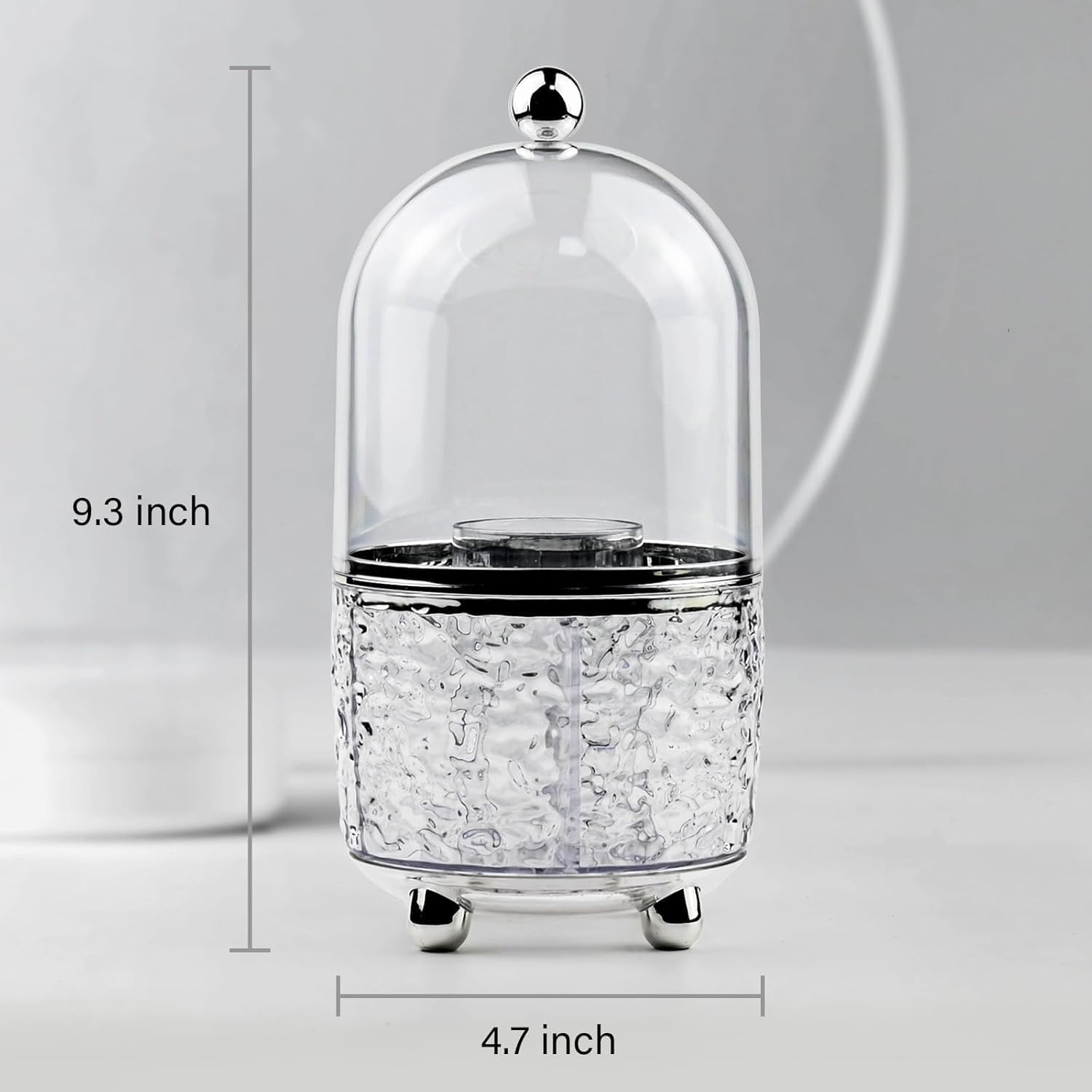 Makeup Brush Holder with Lid Cosmetic Tools Organizer 360 Rotating Make up Brushes Storage for Vanity, Waterproof & Dustproof (Clear)