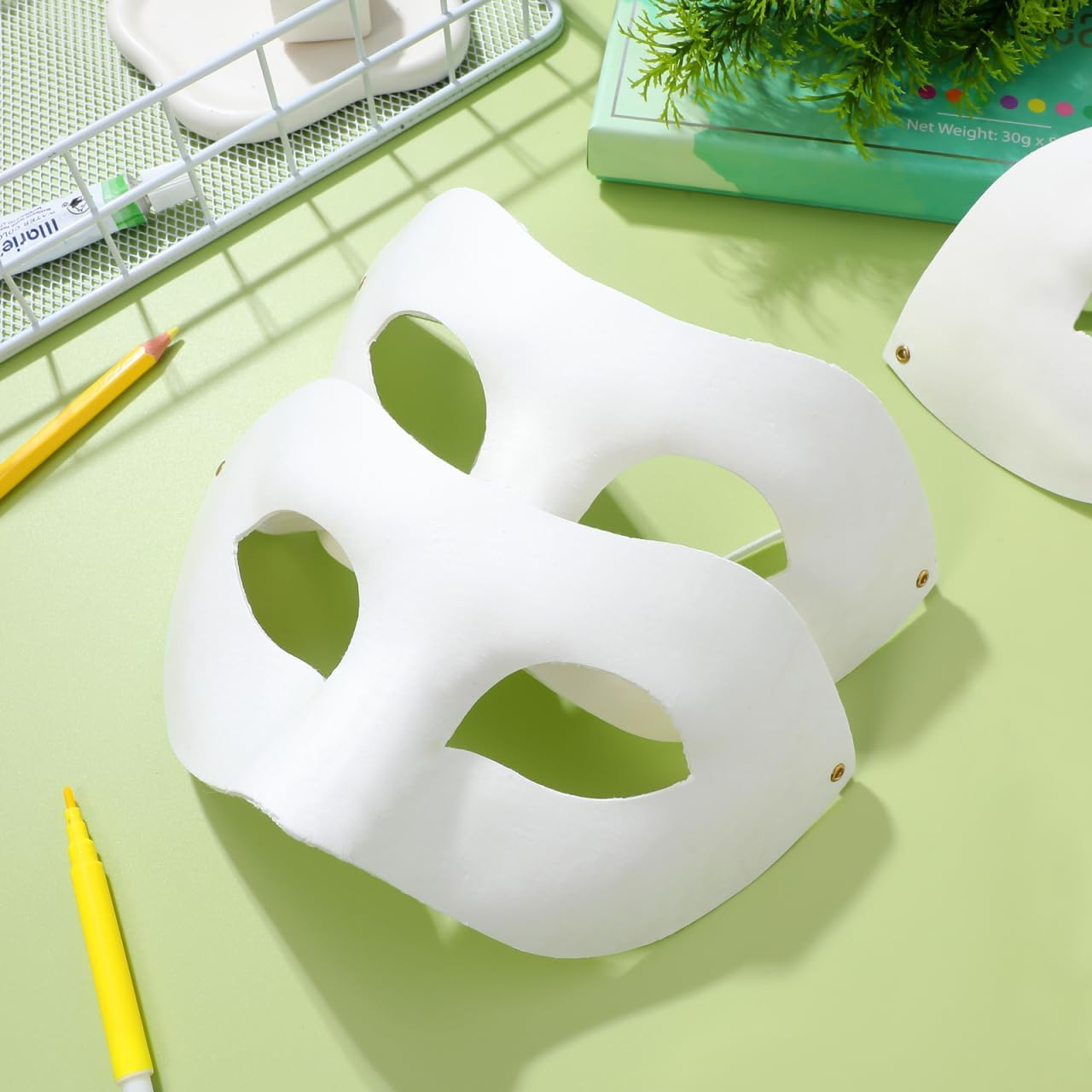 Alasum 30 Pcs DIY Pulp Mask DIY Crafts Bulk Kids Toys Prom Mask Blank Painting Masks Unpainted Masquerade Masks White Plastic Mask a Mask for Masquerade Party for Women Blank Mask Fox image number 4