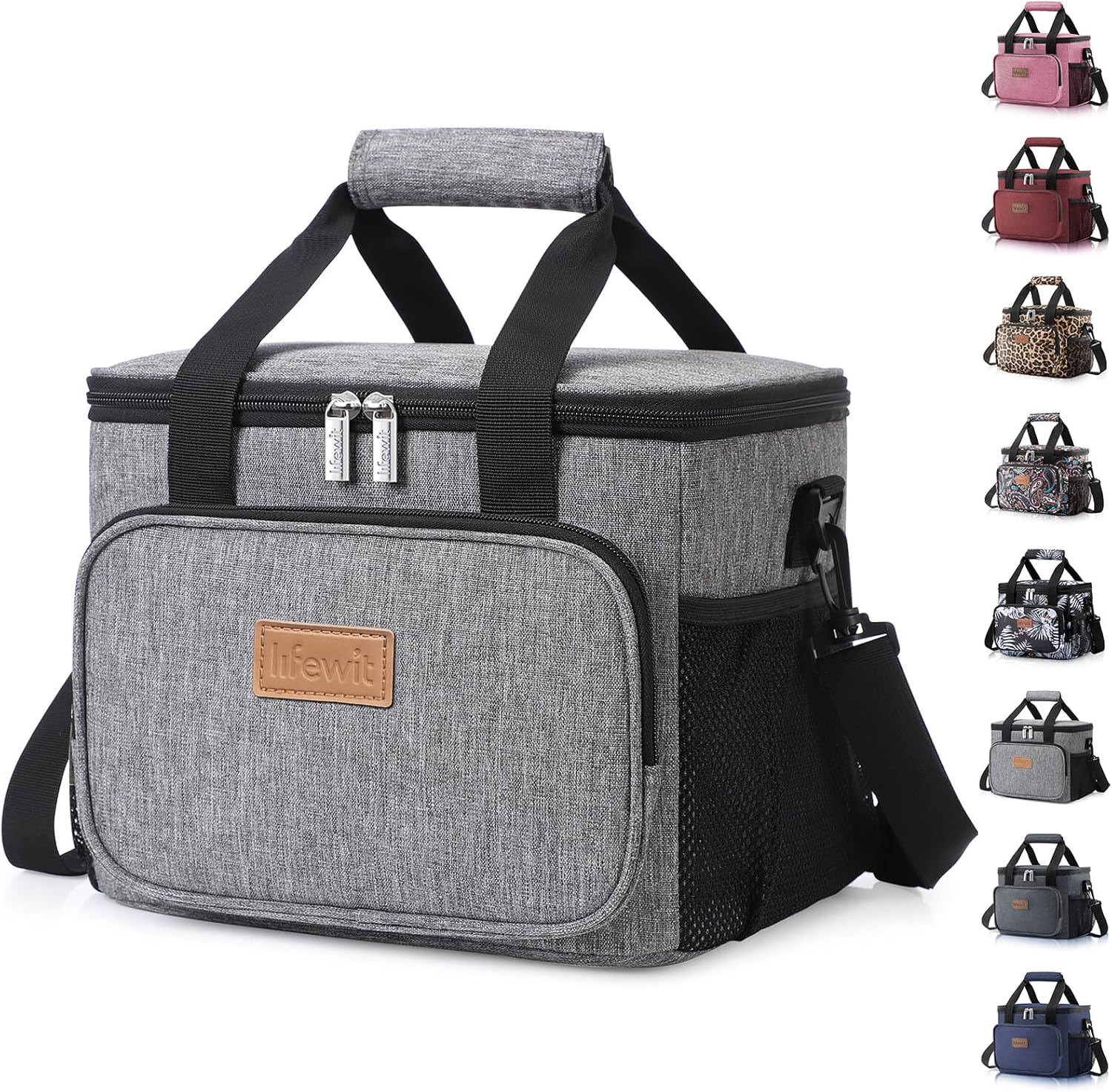 Lifewit Large Lunch Bag Insulated Lunch Box Leakproof Soft Cooler Cooling Tote for Adult Men Women, Waterproof Reusable Lunch Bags for Work Office Outdoor Picnic Camping, Black, 12-Can (8.5L)