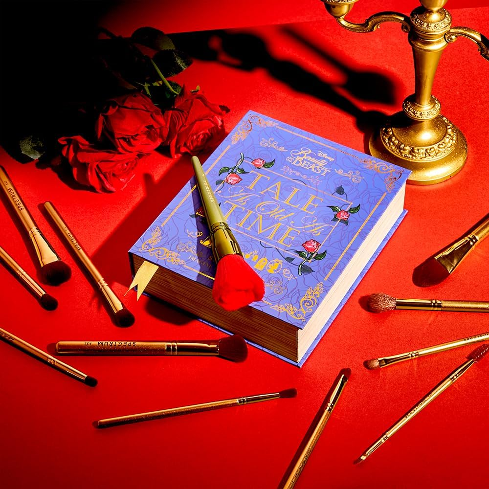 Spectrum Collections Beauty and the Beast Make up Brushes, Spectrum Makeup Brushes Set Including Face, Eye and Eyebrow Brushes with Enchated Rose Brush, 12 Piece Official Disney Makeup Brush Set image number 6