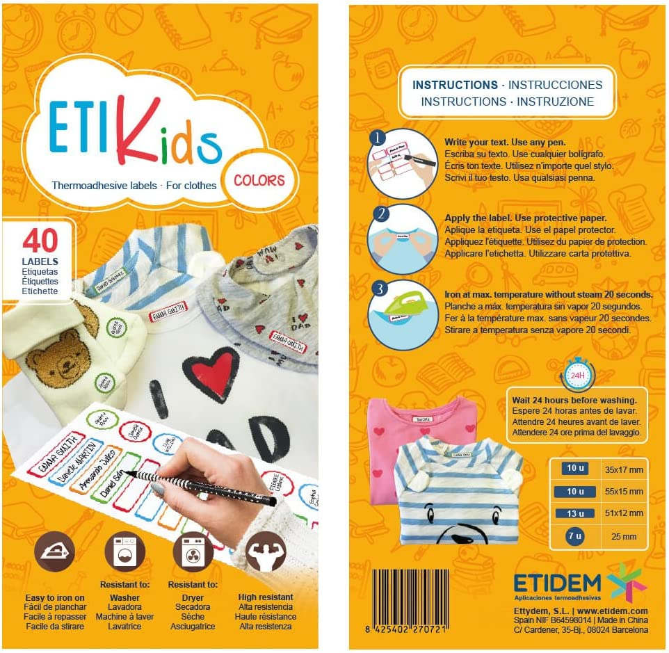 ETIKIDS 40 Clothing Labels for School and the Nursery School. Writable Fabric Labels (Color) image number 4