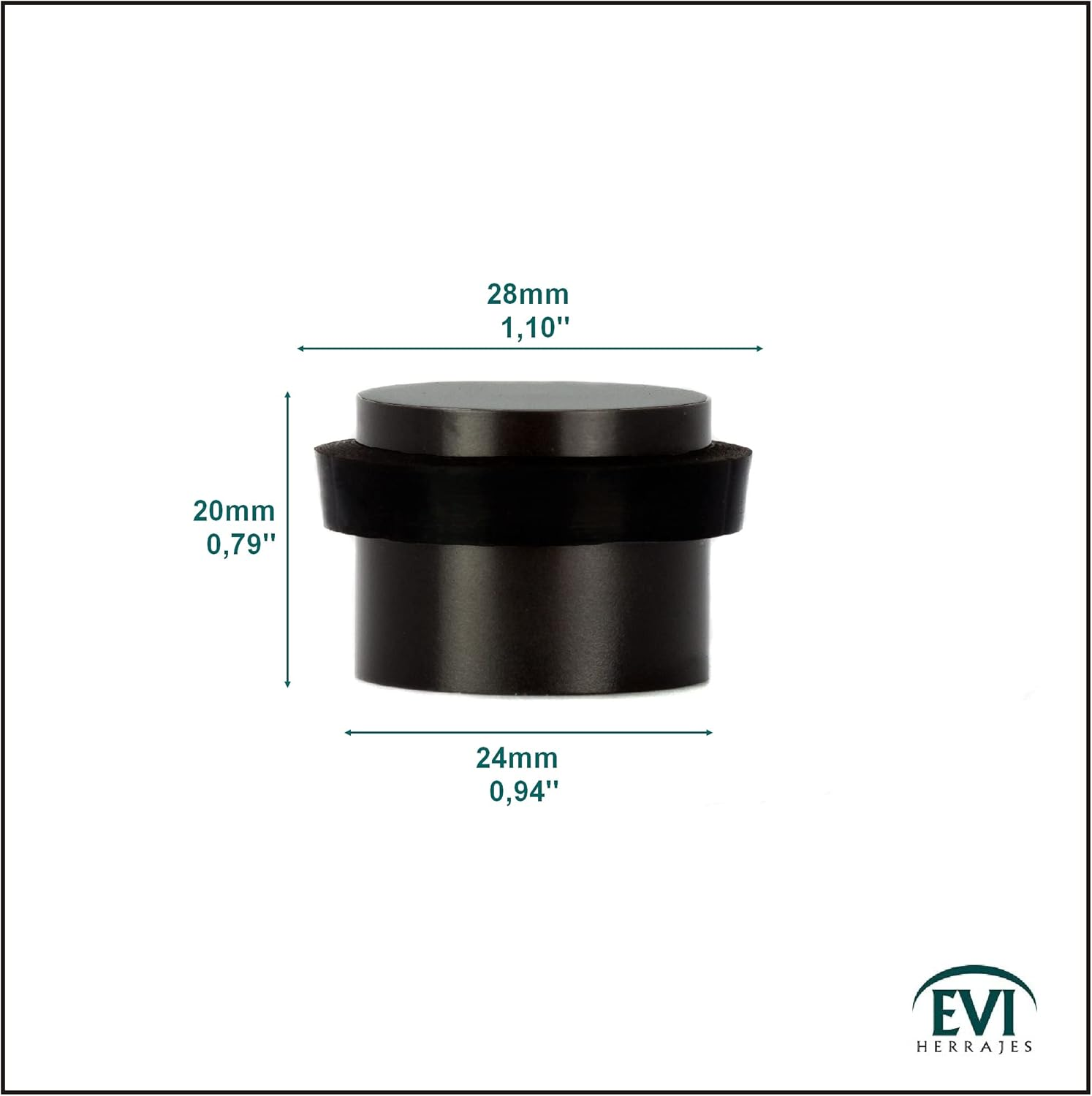 EVI Herrajes | Black Door Stopper | &Oslash;24X20Mm | Adhesive Fixing | Floor Mounted | Stainless Steel Black Finish | Great Adherence | Mod I-163-NG image number 6