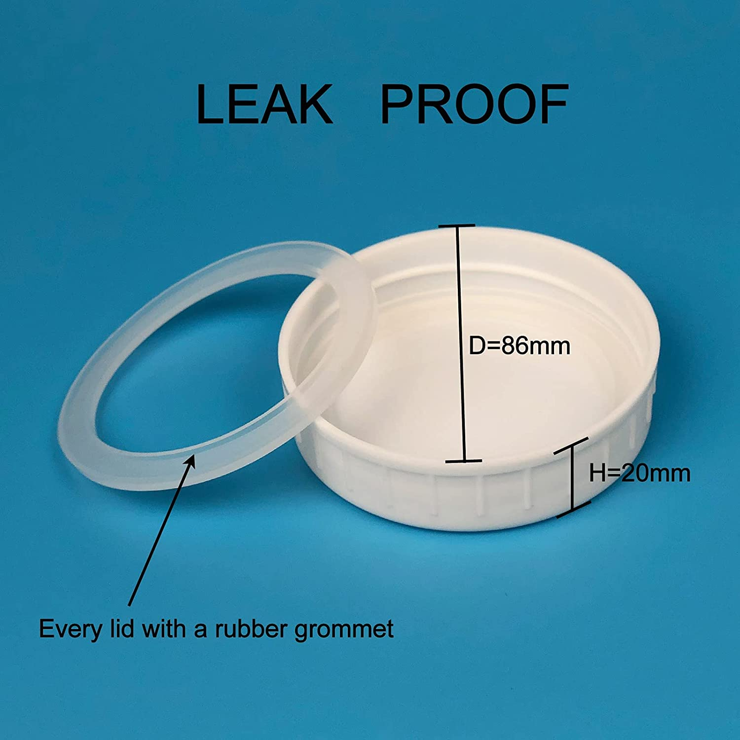 10 PCS White Plastic Mason Jar Lids with Silicone Grommets, BPA Free Canning Jar Lids, Reusable Leak-Proof Food-Grade Storage Screw Cap, Fit Wide Mouth 86Mm image number 6