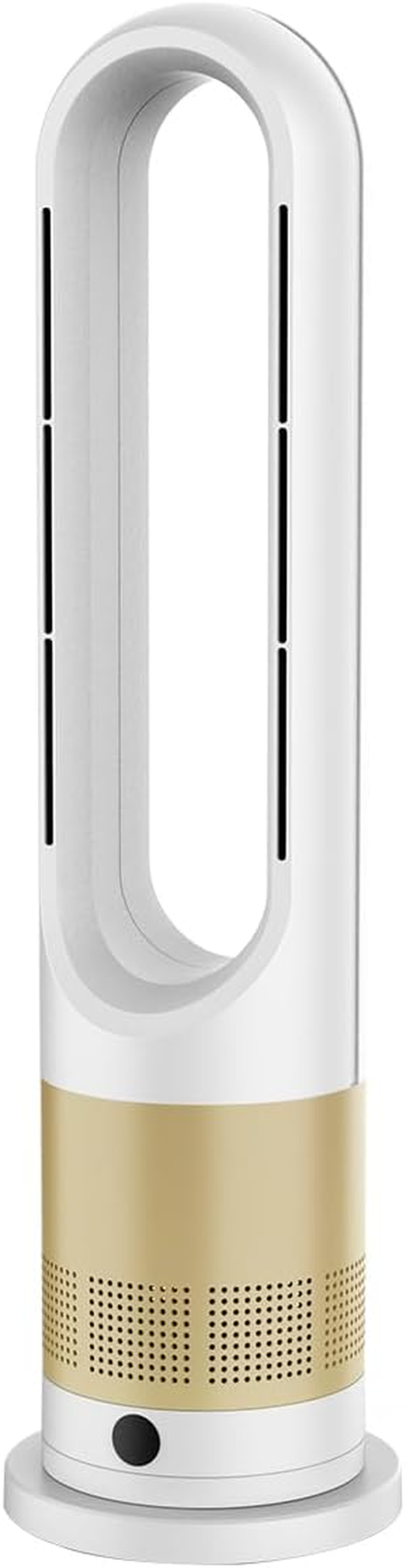 Bladeless Fan,26.5Inch Heating & Cooling Combo Tower Fan 80&deg; Oscillating, 9H Timer, 8 Speeds, Portable Quiet for Indoor, Bedroom, Home Office Room (Gold&White, 26.5 Inch Heating & Cooling)