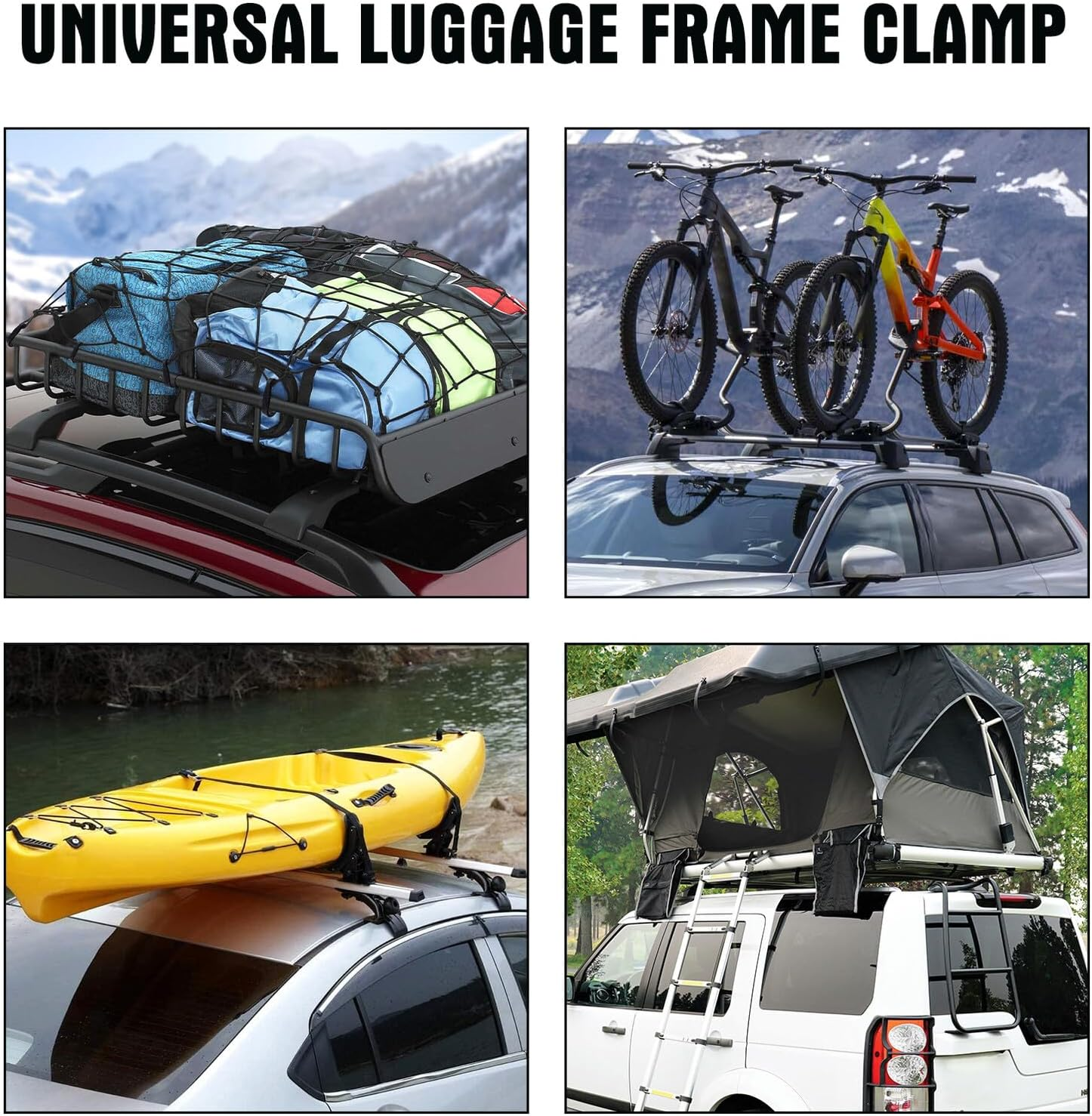 Car Rack Mount Clip Roof Luggage Accessories Crossbar Fixator Clamp for Cars Trucks Secure Heavy-Duty Vehicle Roof Rack Holder for Travel and Family Trips